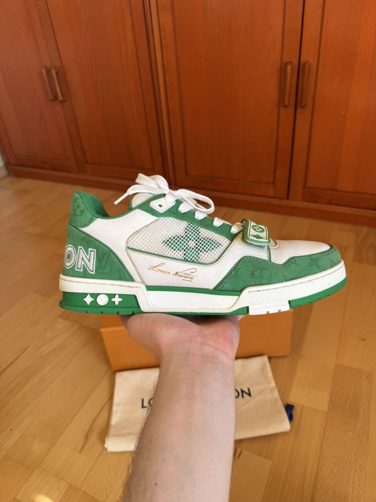 Louis Vuitton Louis Vuitton LV Trainer Velcro Strap Green Denim Size US 10 / EU 43 - 3 Thumbnail