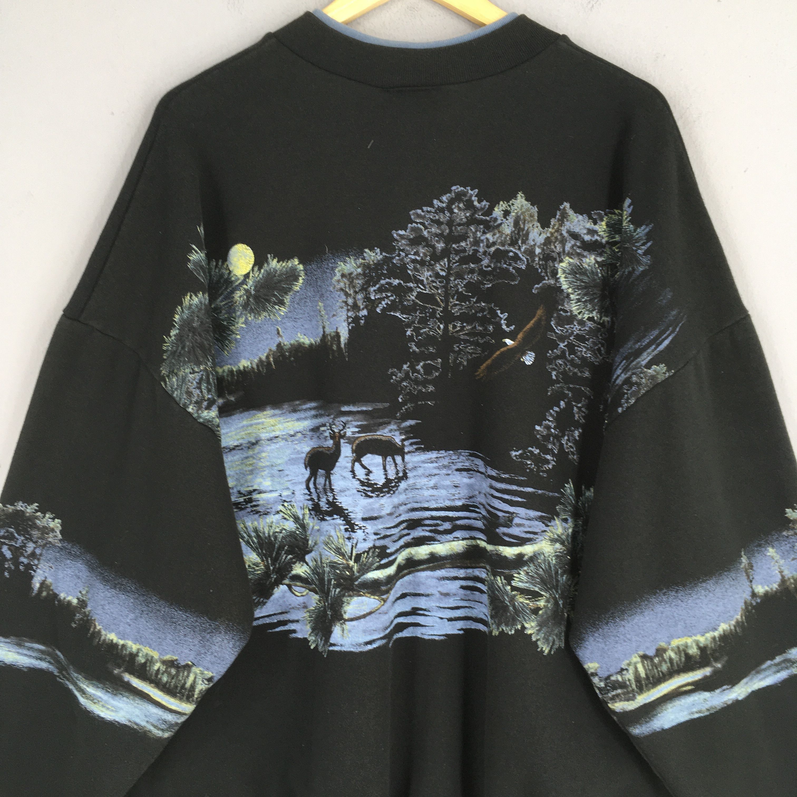 Habitat Vintage Eagles Bald Black Henley Sweatshirt 3XLarge Size US XXL / EU 58 / 5 - 9 Thumbnail