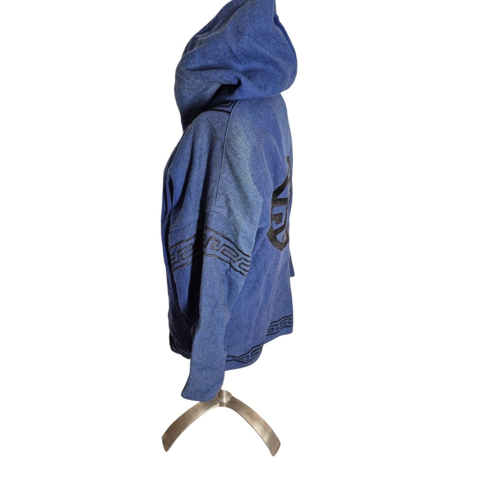 Vintage The Daily Planet Vintage 100% Wool Coat Embroidered Hooded J Size L / US 10 / IT 46 - 2 Thumbnail