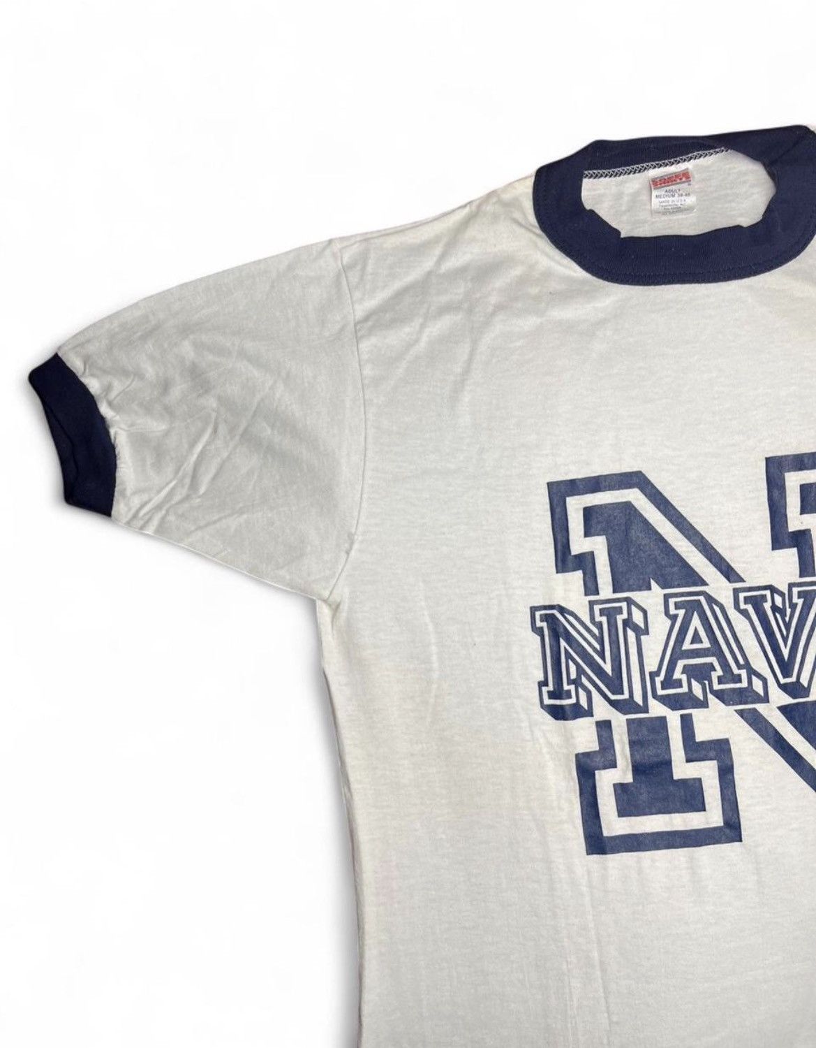 Soffe Vtg 90s SOFFE US NAVY RingerTee Single Stitch Made in USA M Size US L / EU 52-54 / 3 - 3 Thumbnail
