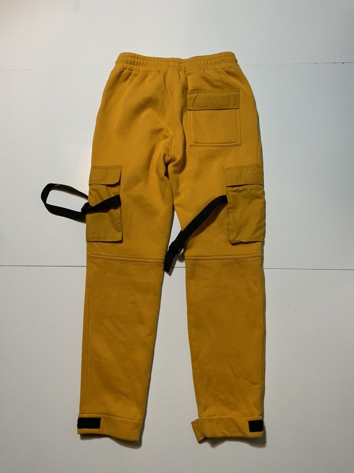 EPTM. EPTM Mustard Yellow Black Straps Cargo Fleece Sweatpants. Size US 32 / EU 48 - 4 Thumbnail