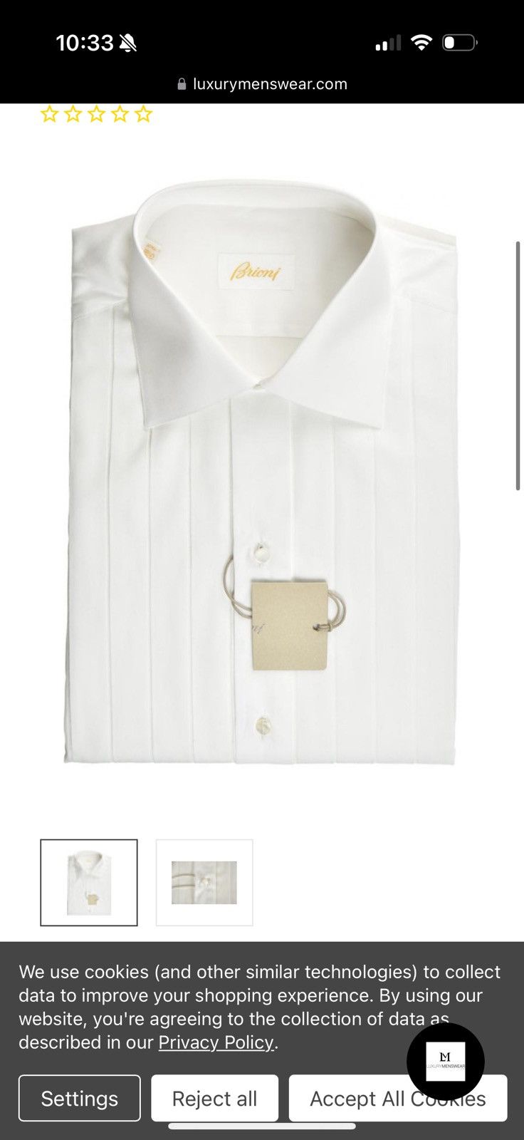 Brioni Brioni White Tuxedo Shirt Size 42R - 4 Thumbnail
