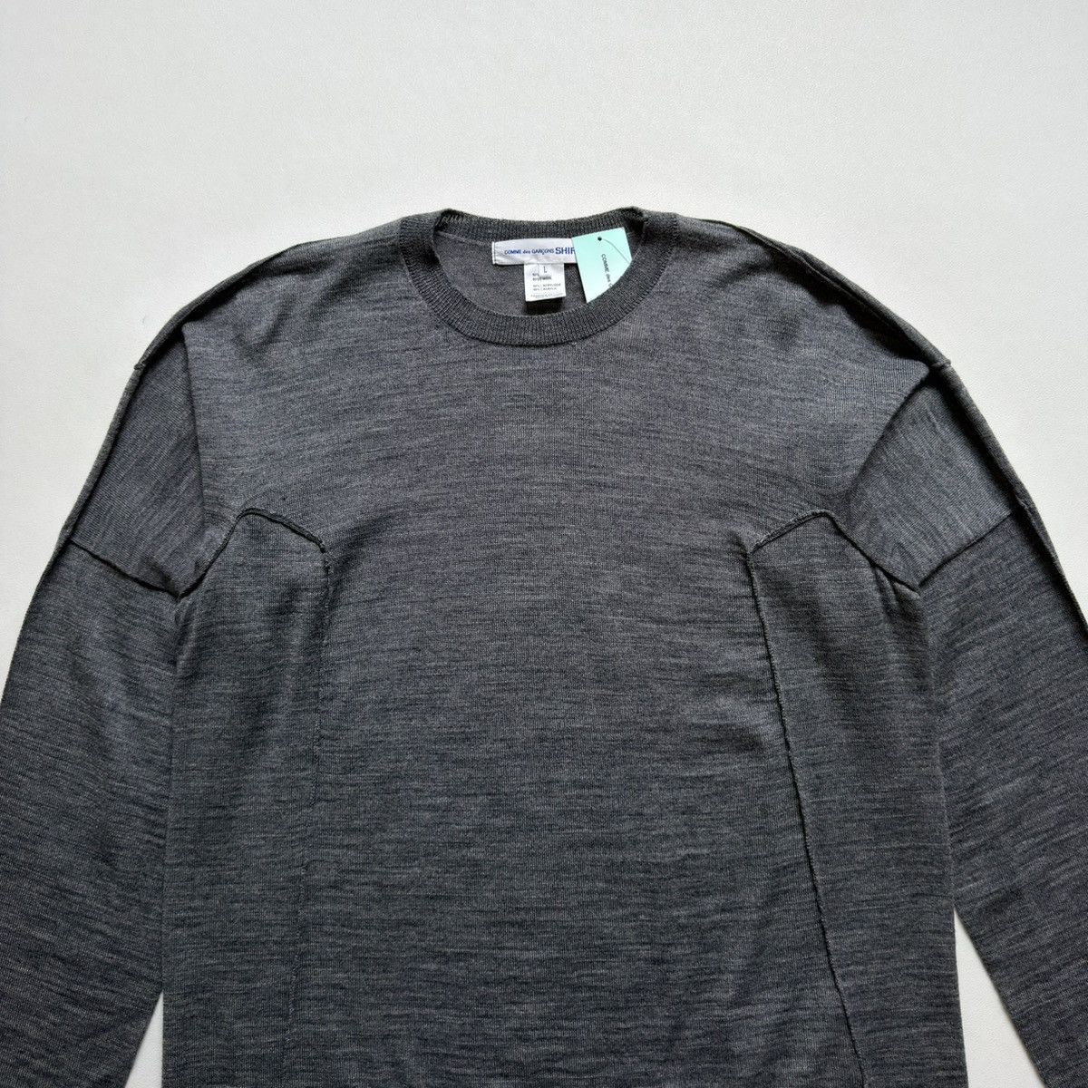 Comme des Garcons Gray Panelled Wool Sweater Size US M / EU 48-50 / 2 - 4 Thumbnail