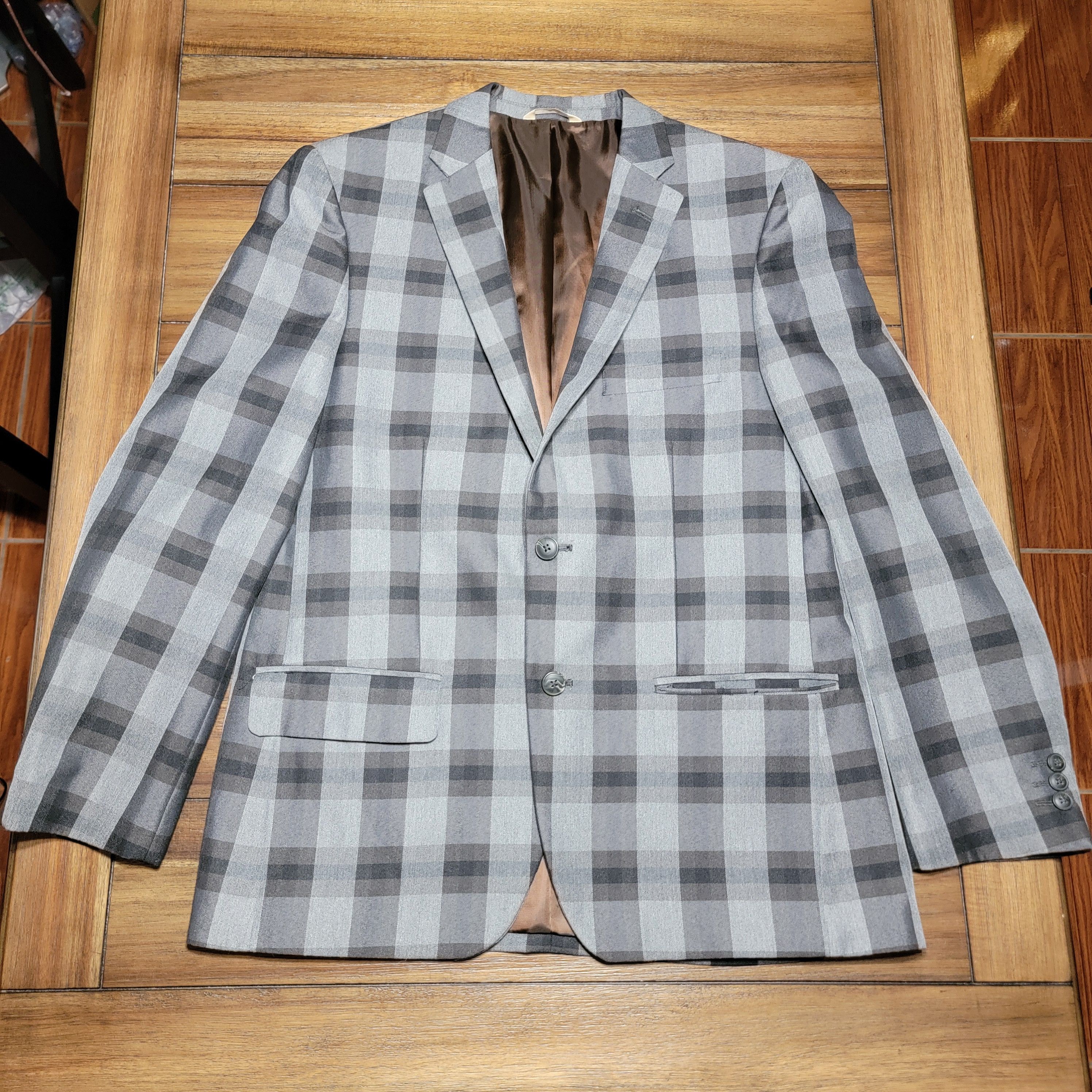 Haggar Haggar 2-Button Black & Grey Plaid Suit Blazer - Size 42R Size 42R - 1 Thumbnail