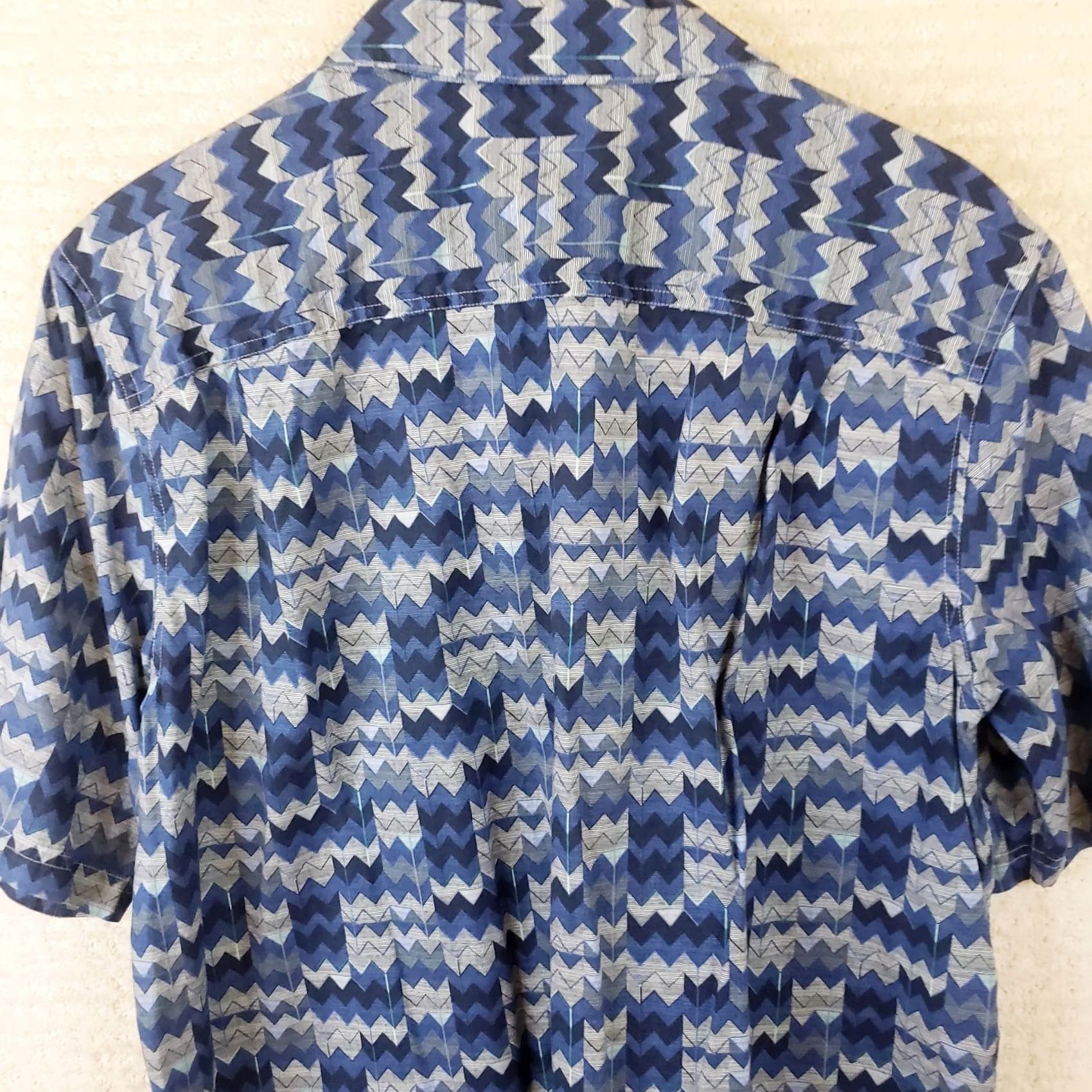 Vintage VINTAGE L.L. Bean Shirt Mens Large Button-Down Traditional Fit Blue Geometric Cotton S Slv Size US L / EU 52-54 / 3 - 7 Thumbnail