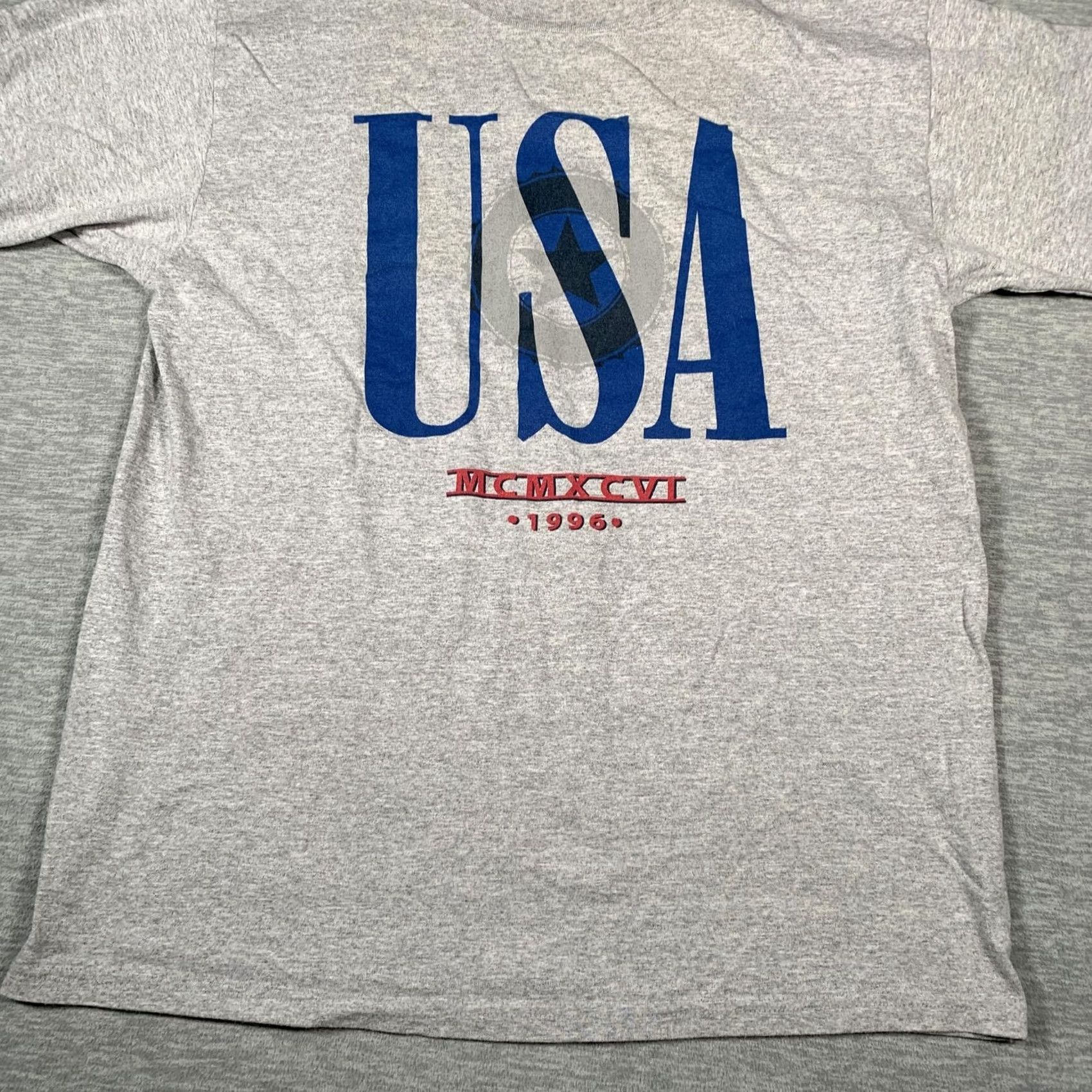ESPIRIT VINTAGE Pro Spirit Shirt Mens L Gray 90s USA Graphic 1996 MCMXCVI Tee Short Sleeve Crew Neck Cotton Blend Size US L / EU 52-54 / 3 - 3 Thumbnail