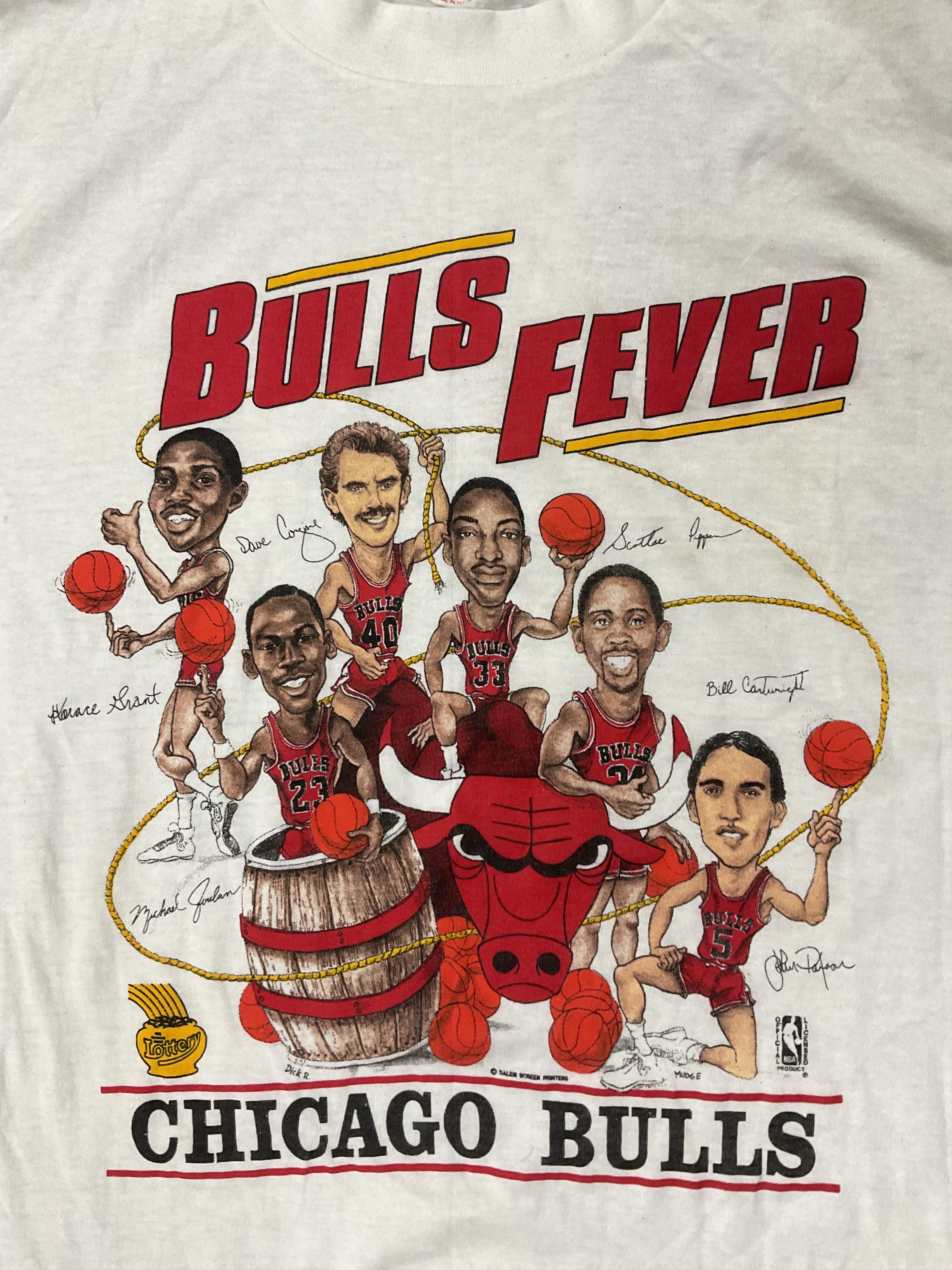 NBA Vintage 80s Chicago Bulls Fever Caricature Jordan T-Shirt Size US M / EU 48-50 / 2 - 3 Thumbnail