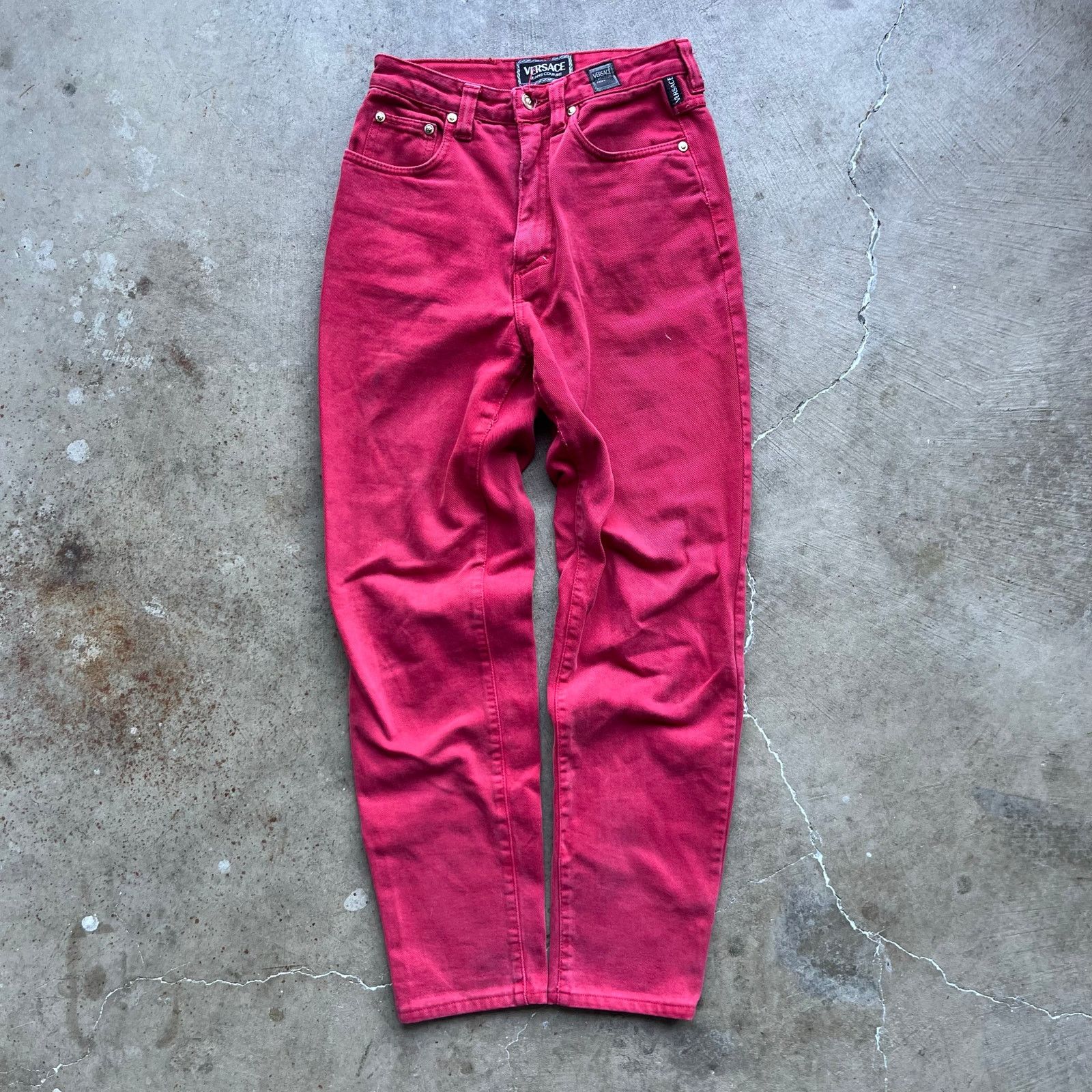 Vintage VERSACE COUTURE JEANS RED DENIM 24X28 Size 24" / US 00 / IT 34 - 2 Thumbnail