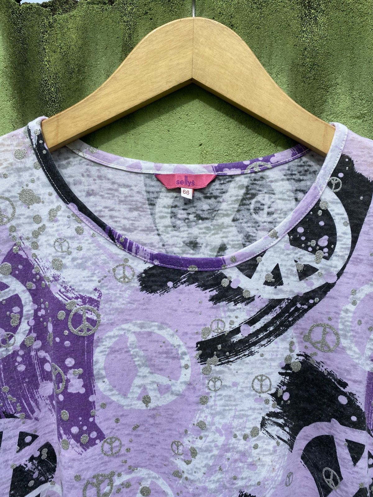 Japanese Brand Selly’s Vintage Purple Peace Tee Dress Y2K Grunge Aesthetic Size M / US 6-8 / IT 42-44 - 3 Thumbnail