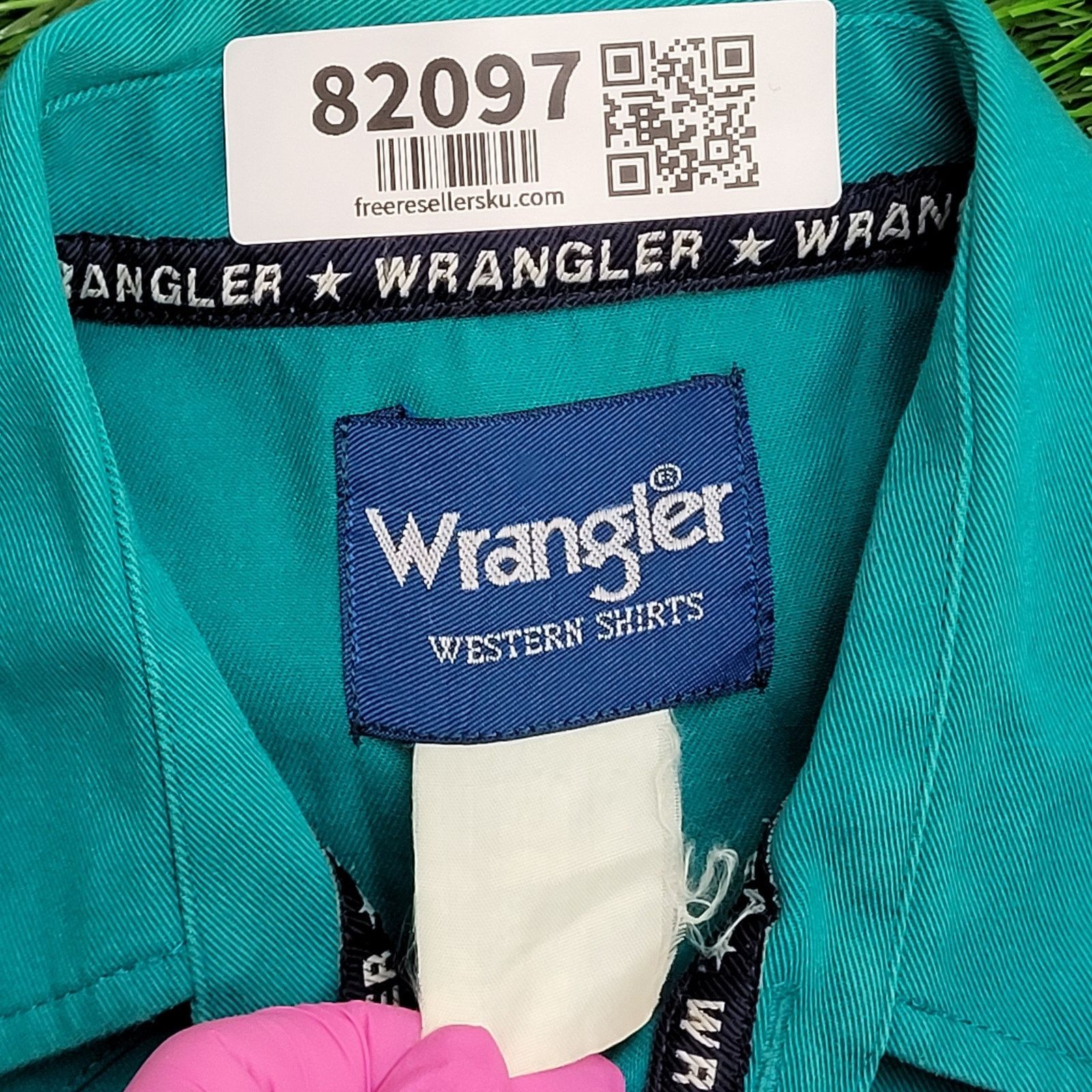 Wrangler Vintage Wrangler Western Pearl-Snap Shirt Large 22x30 Teal Size US L / EU 52-54 / 3 - 8 Thumbnail