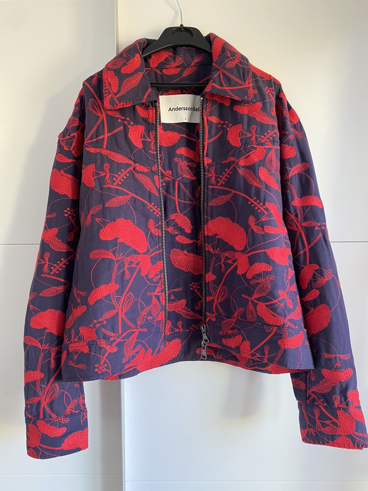 image of Andersson Bell Light Jacket Embroidery in Blue, Men's (Size Large)
