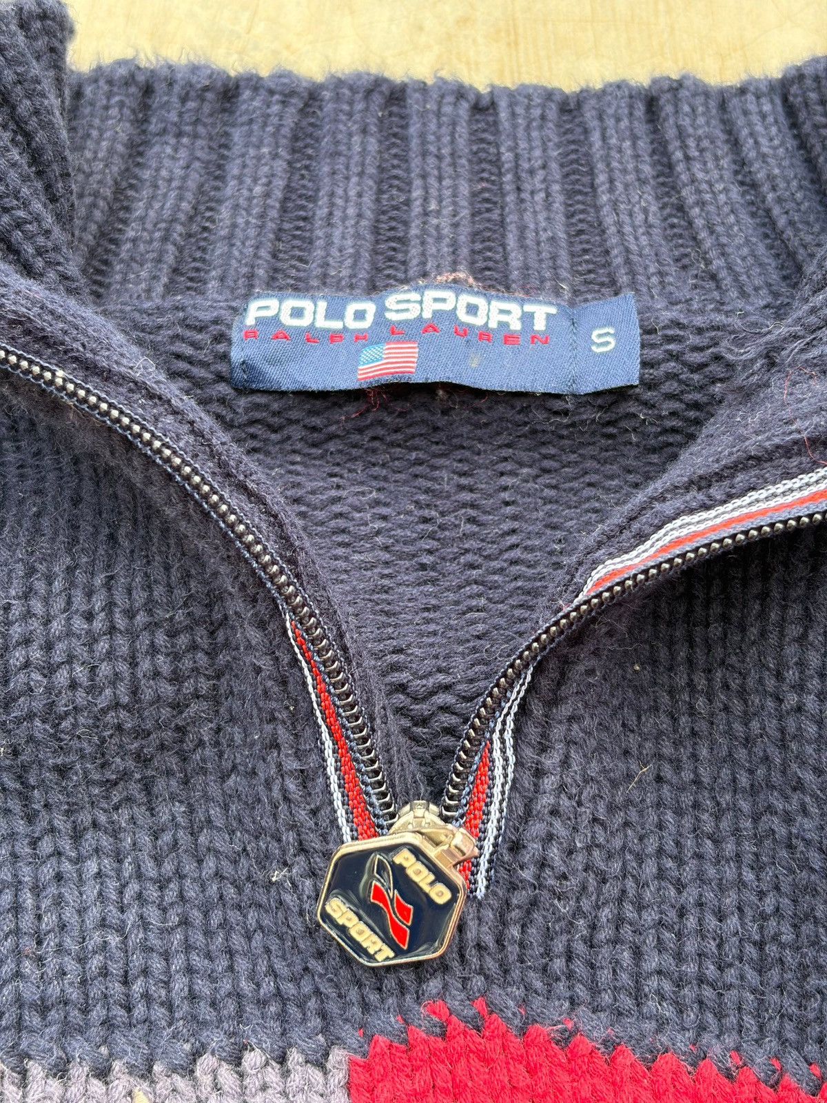 Polo Ralph Lauren Vintage 90s Polo Sport Ralph Lauren Flag Quarter Zip Knit Size US S / EU 44-46 / 1 - 4 Thumbnail
