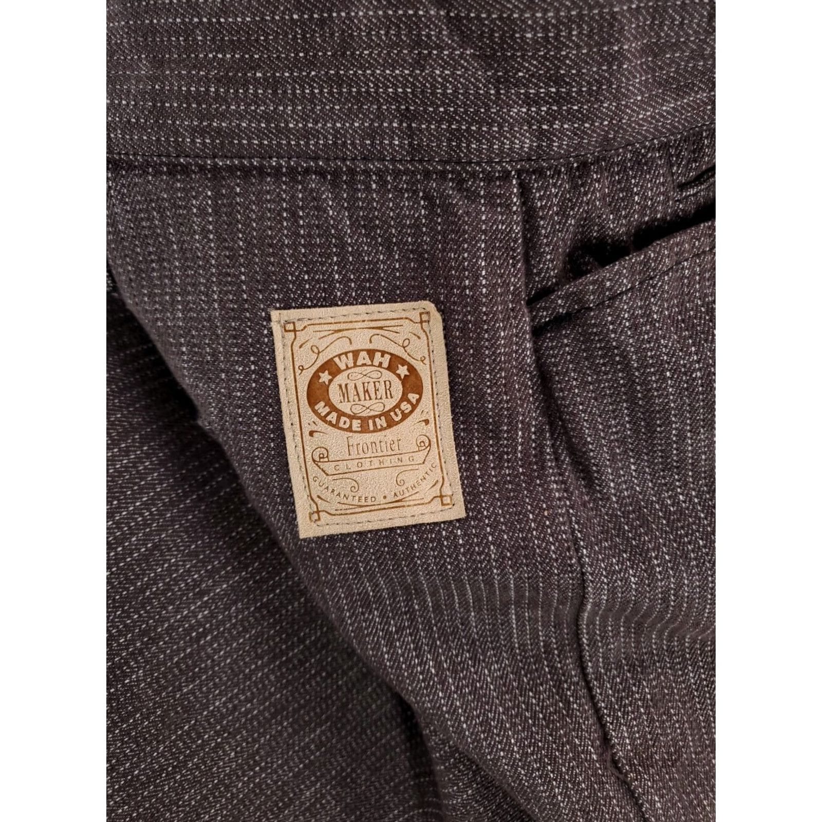 Vintage Wah Maker Buckleback Pants Western Gray Made USA Mens 38 Regular 38 x 34 Inseam 34 Brown Chino Shirt? Size US 38 / EU 54 - 3 Thumbnail