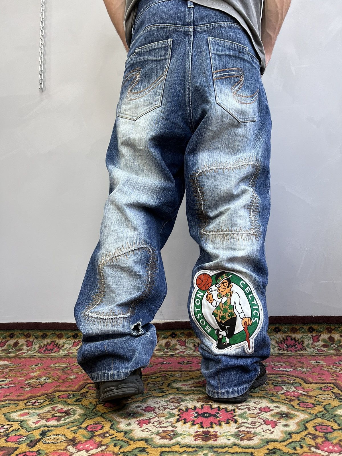 NBA × Vintage VINTAGE NBA UNK DENIM BAGGY JEANS JERSEY Y2K Size US 32 / EU 48 - 9 Thumbnail
