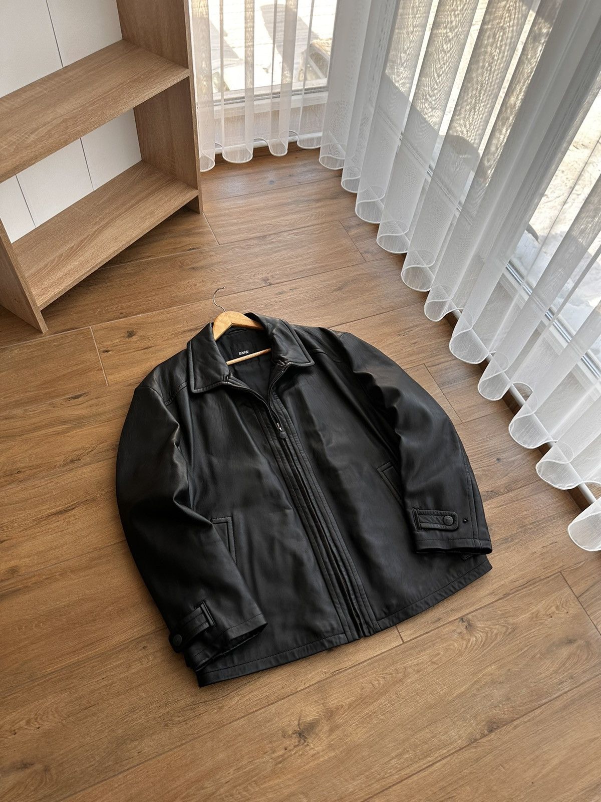 image of Vintage Bmw Racing 90's Leather Jacket in Black, Men's (Size XL)
