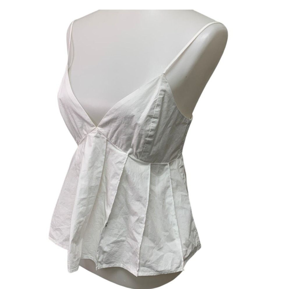 American Eagle Outfitters New American Eagle Womens Medium White Thin Strap Deep V Top Size M / US 6-8 / IT 42-44 - 1 Thumbnail