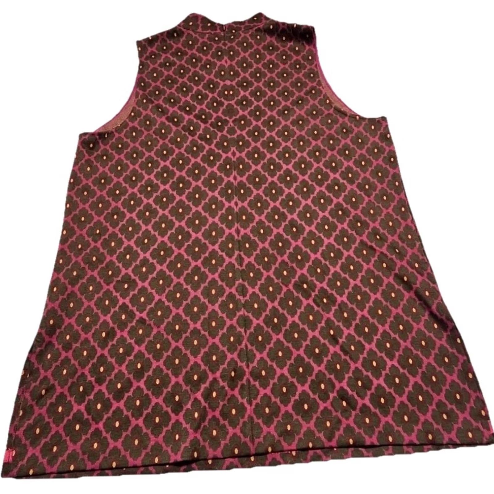 Trina Turk Trina Turk Dress Mini Shift Sleeveless Mock Neck Geometric Retro Burgundy Pink NWT XL Womens Subcategory: Dress Size XL / US 12-14 / IT 48-50 - 7 Thumbnail