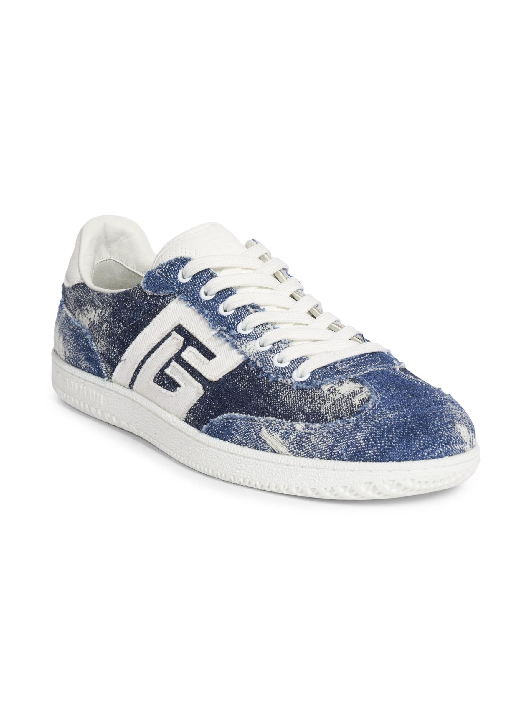 Balmain o1s1wg110925 Swan Destroyed Denim Sneakers in Blue Size US 9 / IT 39 - 2 Thumbnail