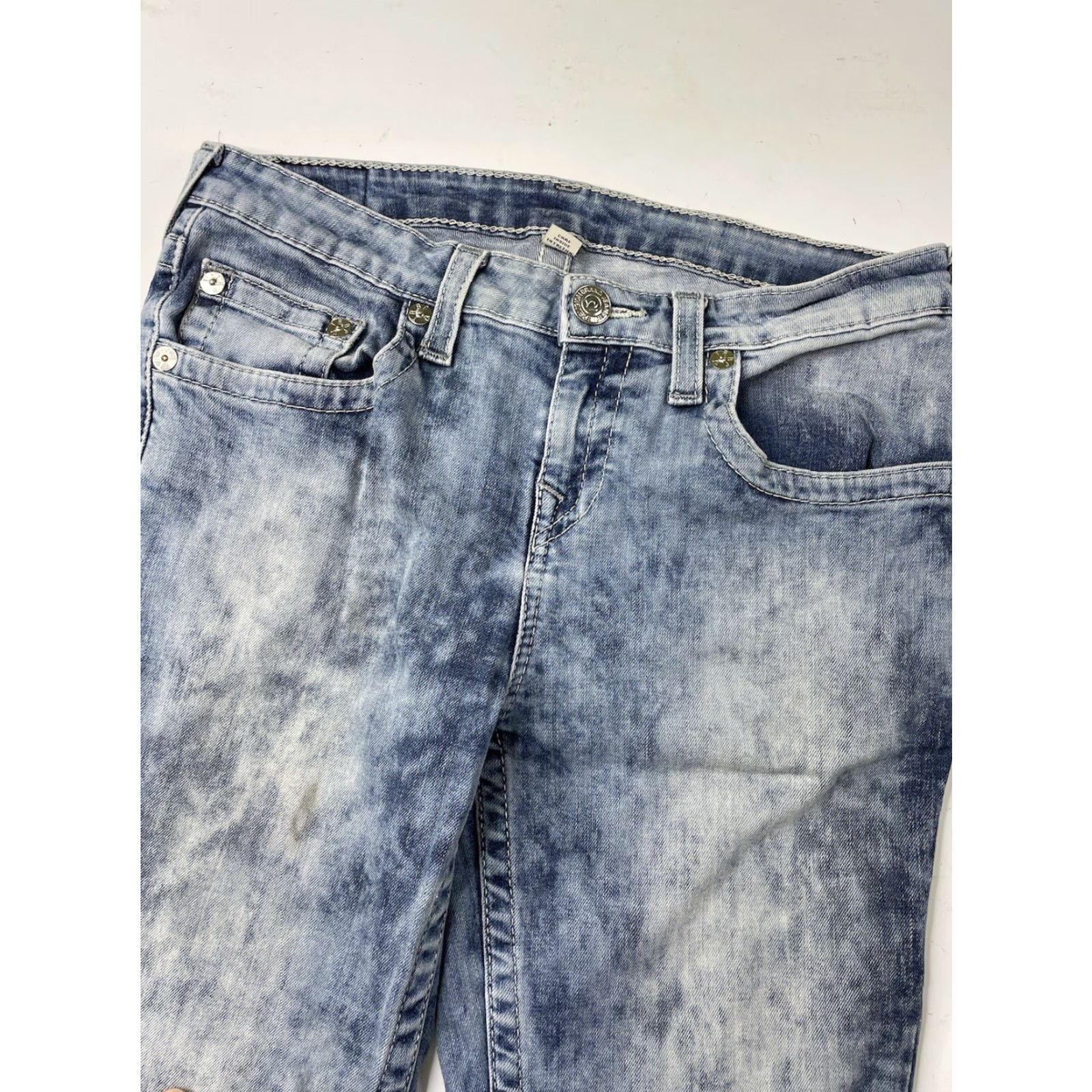 True Religion True Religion Womens Jeans Slim Distressed Denim 18 Blue Slim Fit Low Y2K Stain Hole, Regular Size 18 Womens Jeans Size 40" / US 18 - 7 Thumbnail