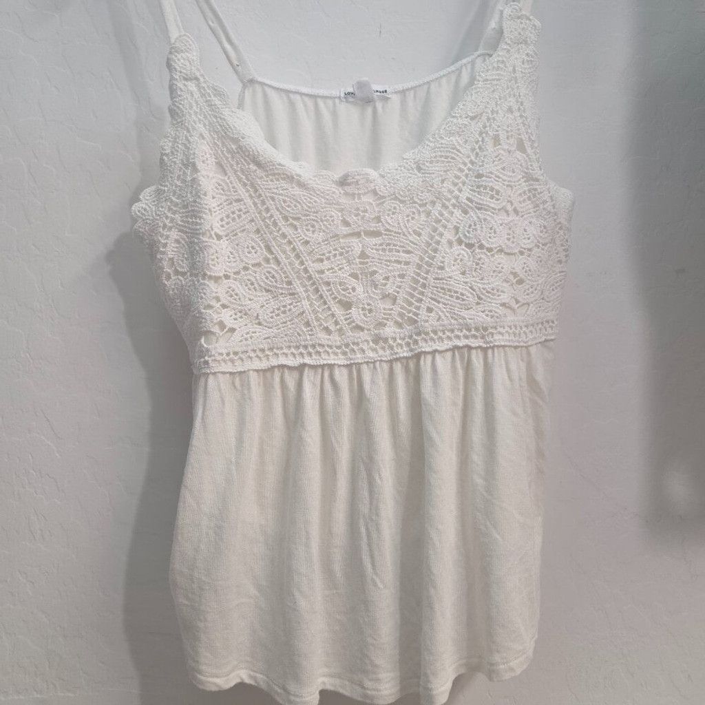 Other Love On A Hanger-Chic Boho White Lace Cami Top Large Size L / US 10 / IT 46 - 1 Thumbnail