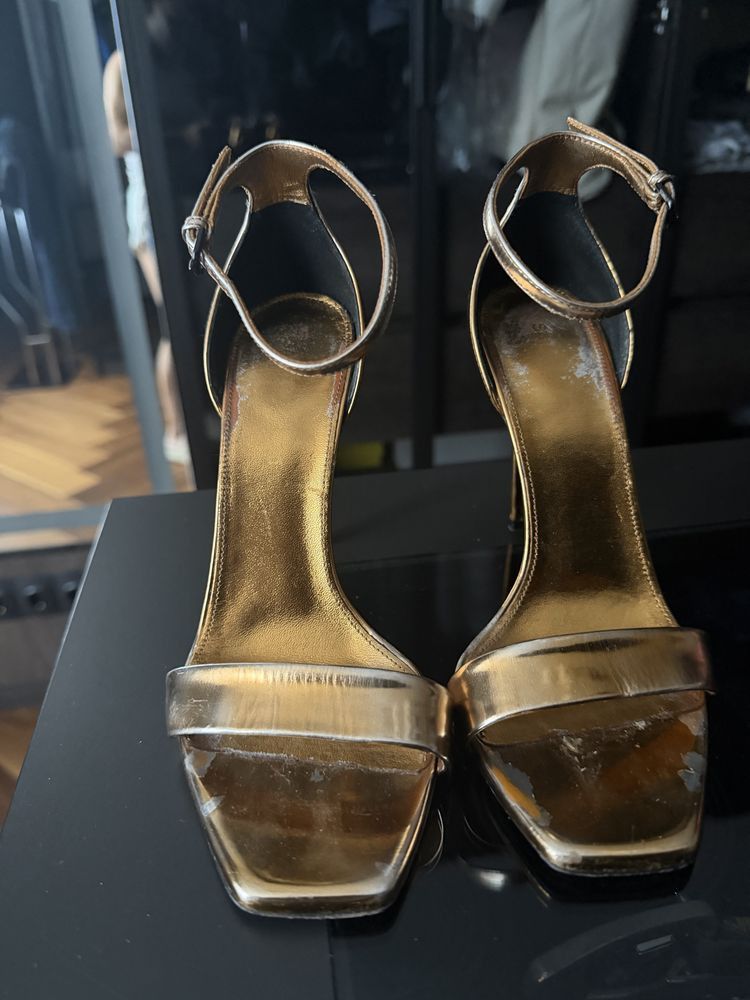 Saint Laurent Paris Saint Laurent Gold Heels Size US 6 / IT 36 - 2 Thumbnail
