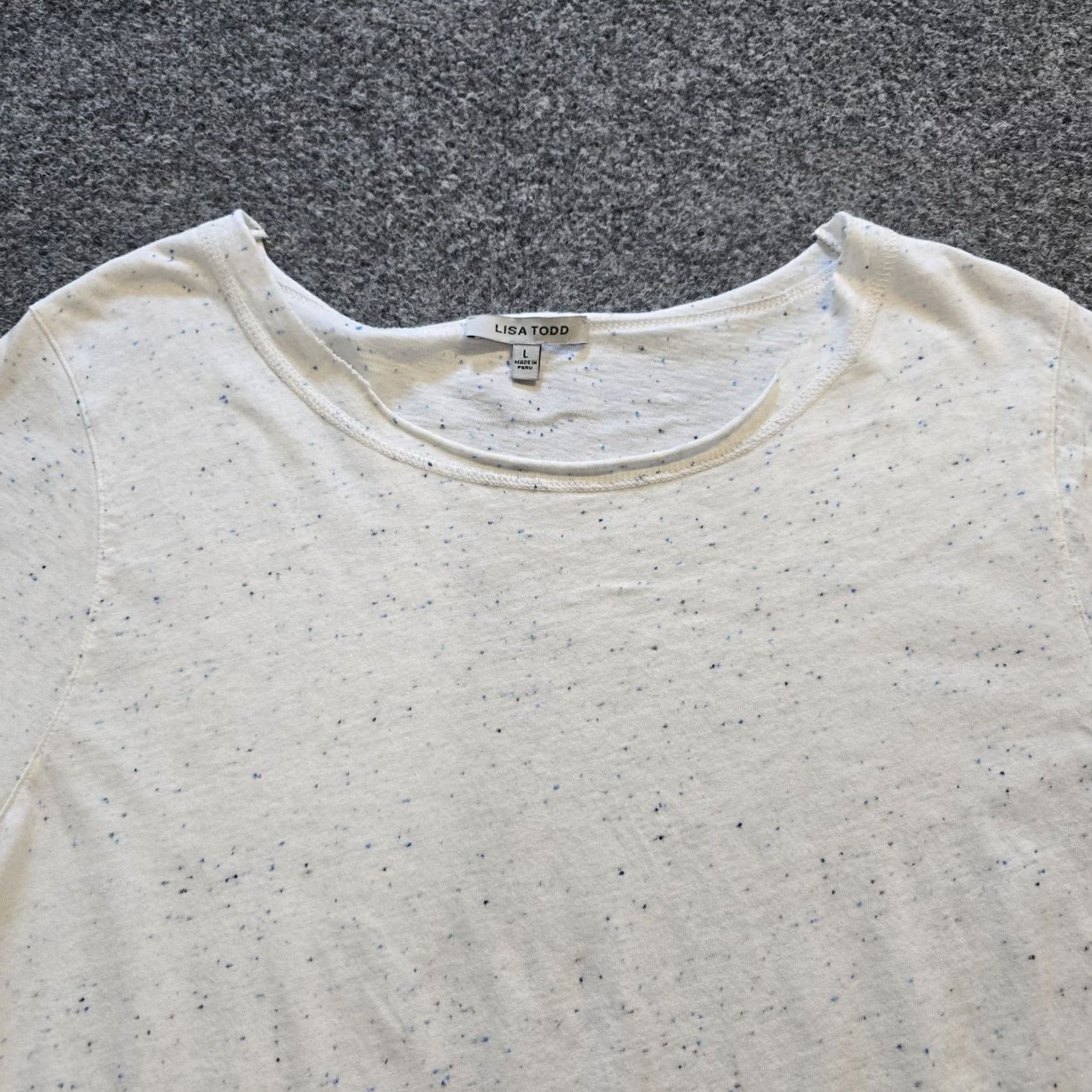 Vintage Lisa Todd Top Womens Size Large White Speckled Hearts Long Sleeve Casual Basic Size L / US 10 / IT 46 - 2 Thumbnail