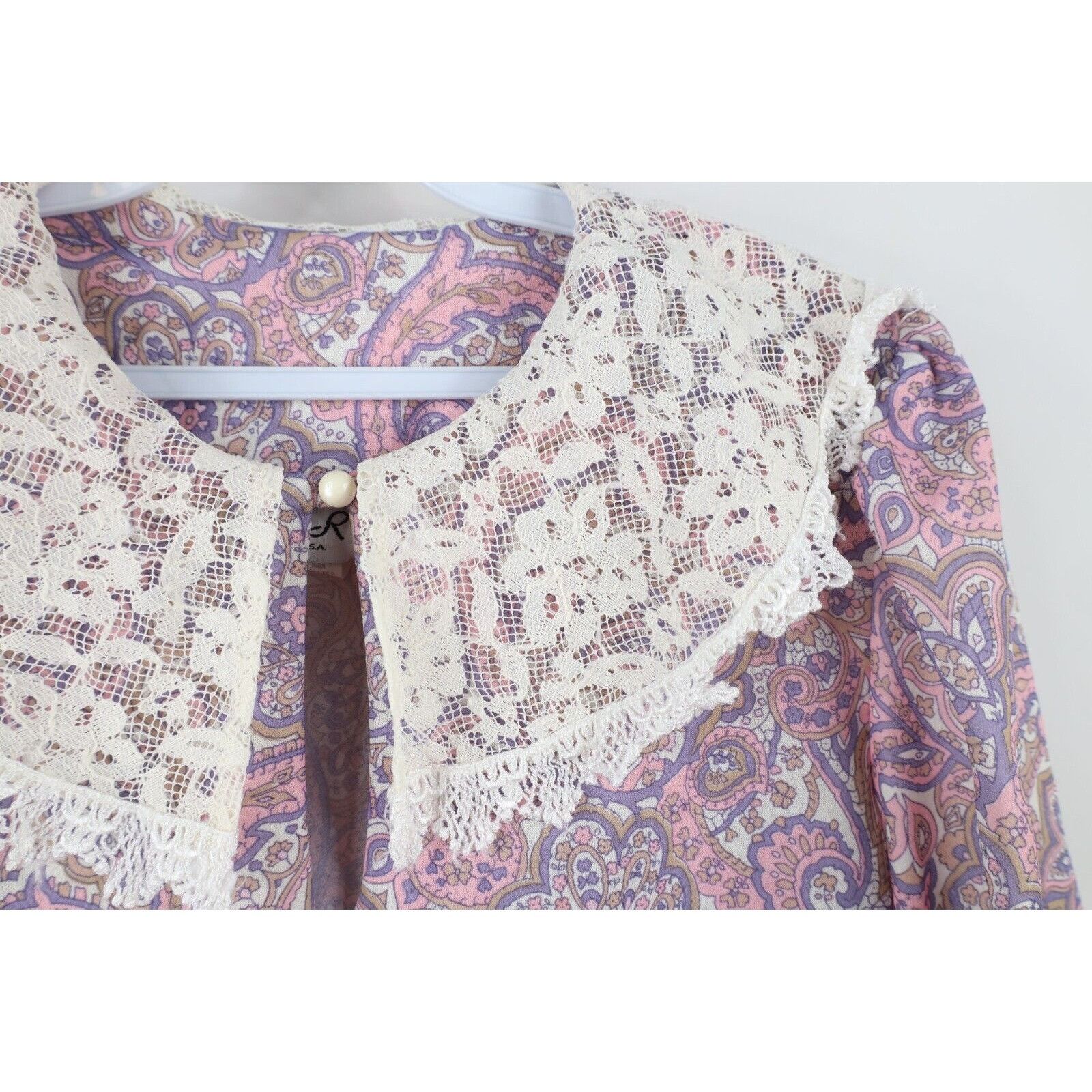 Vintage Vintage 70s Country Primitive Lace Collar Kni Size XL / US 12-14 / IT 48-50 - 6 Thumbnail