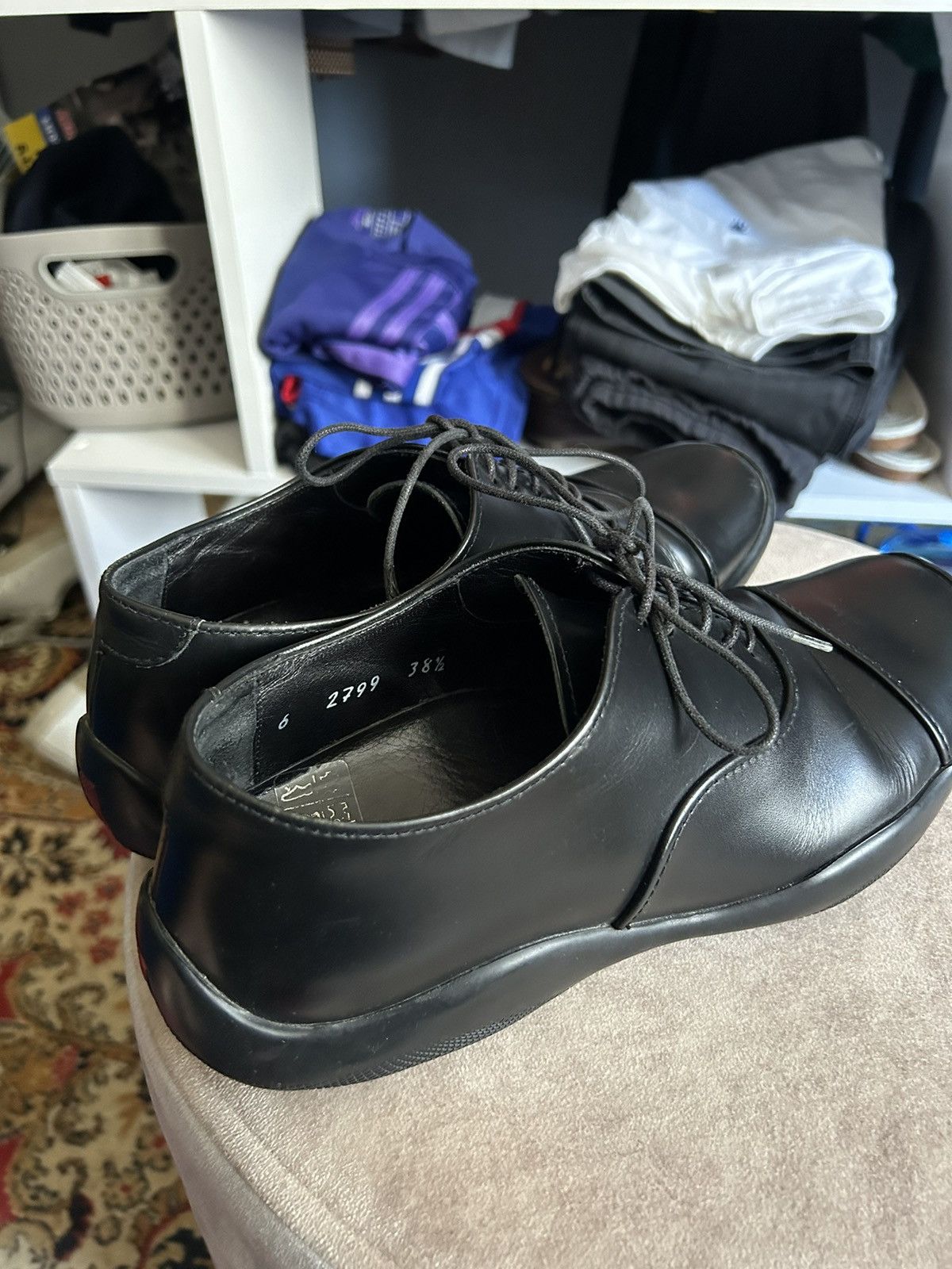 Prada Prada leather Archive Black LowTop Shoes Tech Minimal Style Size US 8.5 / IT 38.5 - 9 Thumbnail