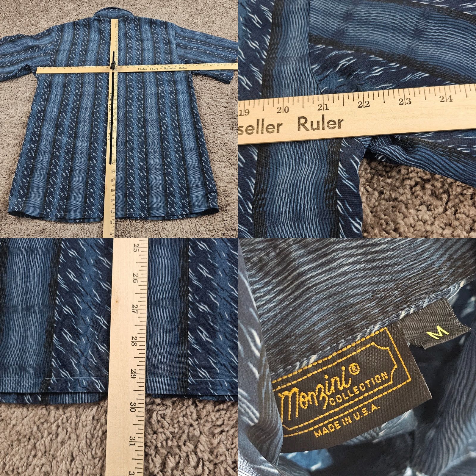 Vintage VINTAGE Monzini Button-Up Shirt Mens XL Blue Geometric Short Sleeve Breathable USA Size US XL / EU 56 / 4 - 8 Thumbnail