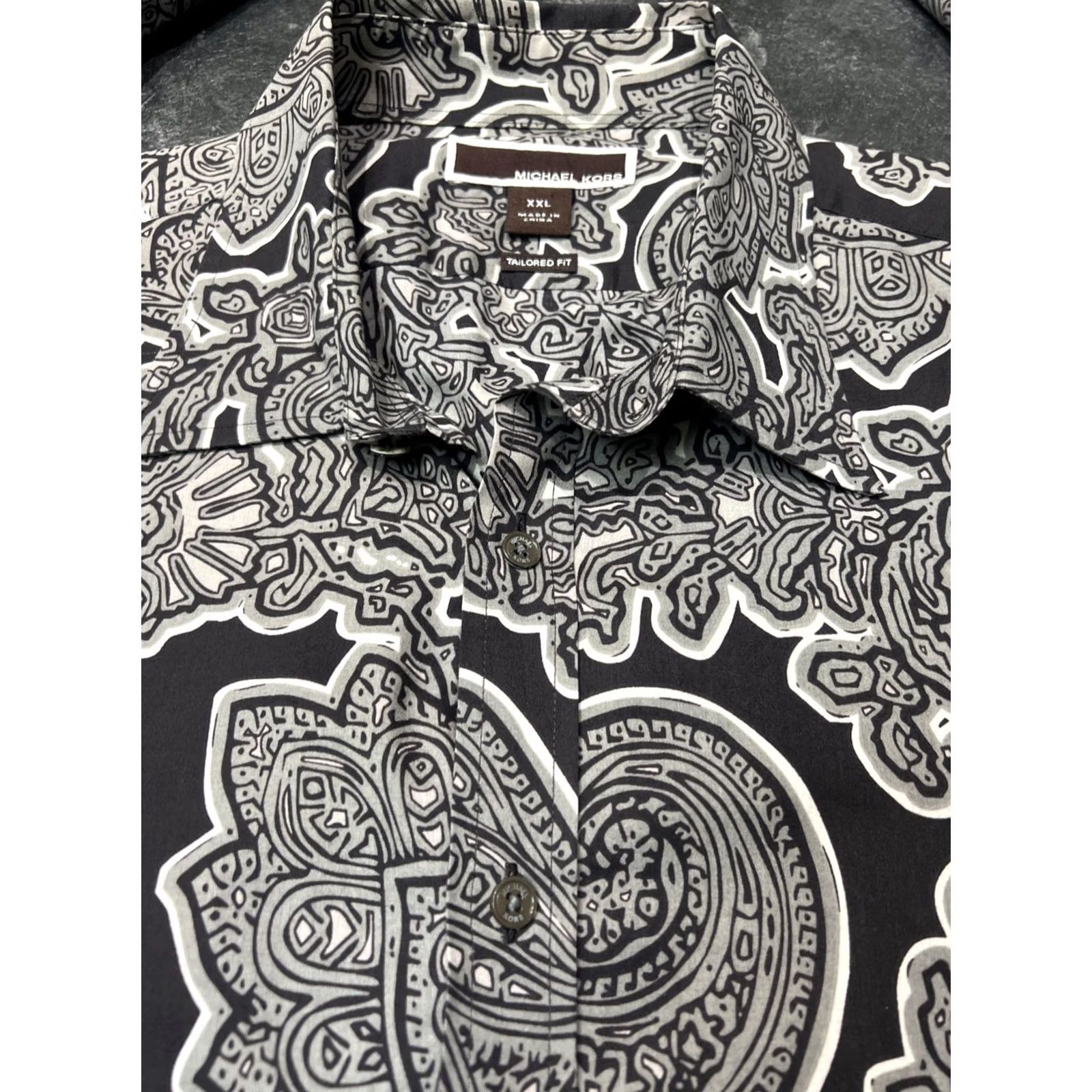 Michael Kors Michael Kors Paisley Shirt Tailored Fit 2XL 100% Cotton Button-Up Long Sleeve Khaki Multicolor Mens Size US XXL / EU 58 / 5 - 4 Thumbnail