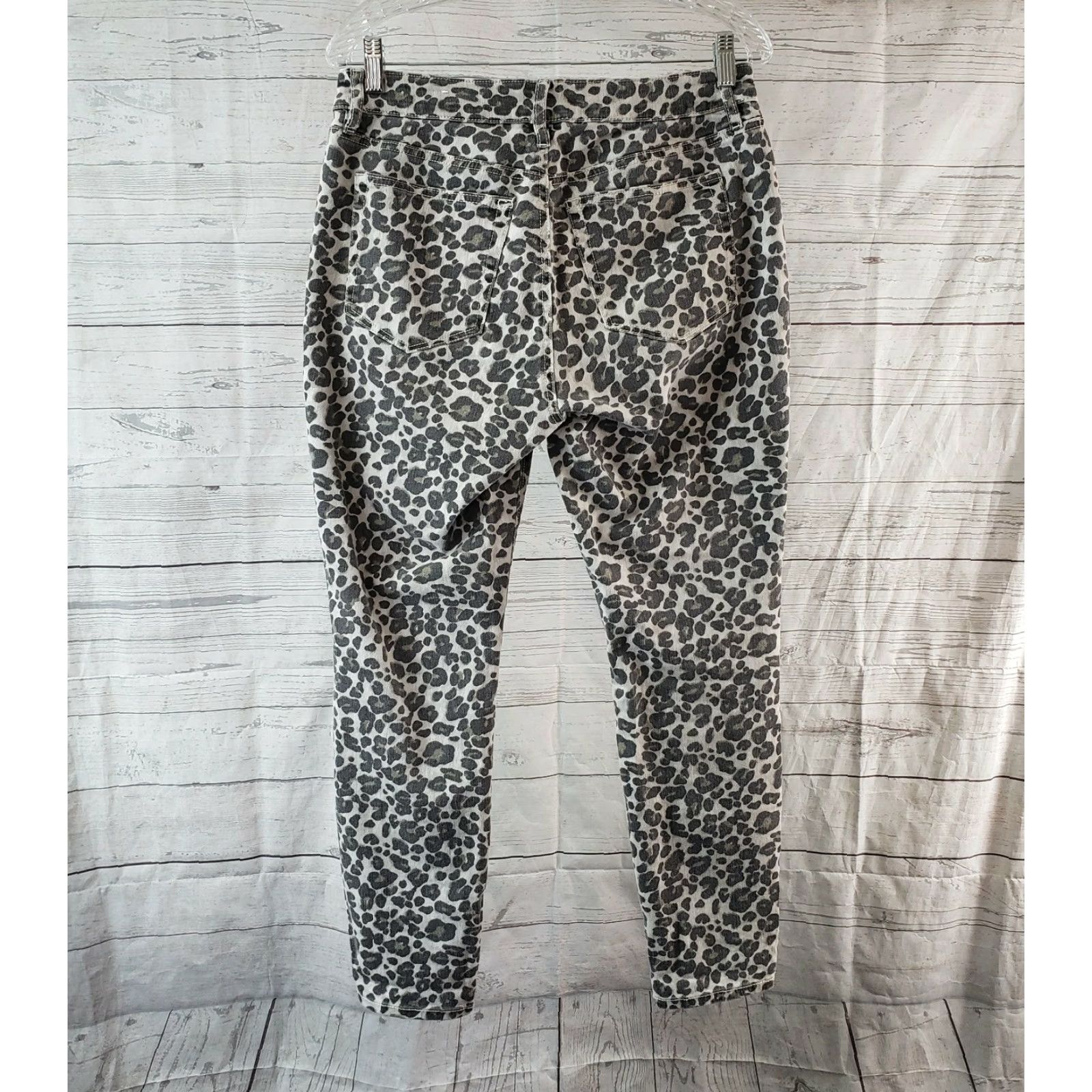 Loft Ann Taylor LOFT Womens Curvy Skinny Jeans Sz 6 Gray Animal Print Mid Rise Denim Cotton Blend Inseam 28 Womens Size 28" / US 6 / IT 42 - 3 Thumbnail