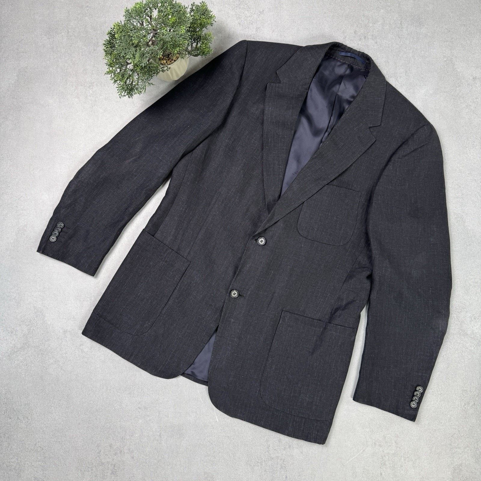 Burberry Burberry Men Linen Blazer Size 50 Black Size 40R - 1 Thumbnail