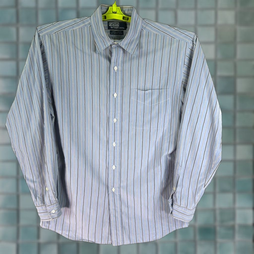 Ralph Lauren VINTAGE Ralph Lauren Polo Shirt Men's Medium Blue Striped Button-Up All Seasons Size US M / EU 48-50 / 2 - 1 Thumbnail