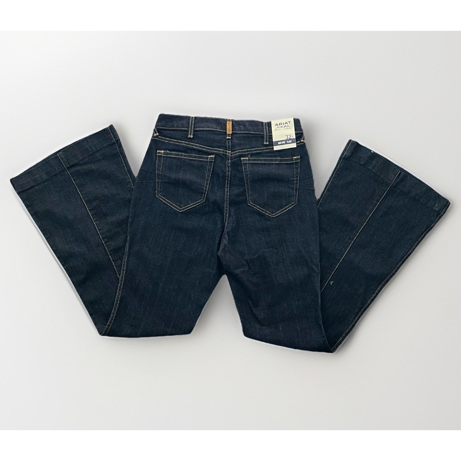 Ariat NWT Ariat R.E.A.L 32R High Rise Flare Jean Dark Wash Western Size 32" / US 10 / IT 46 - 4 Thumbnail