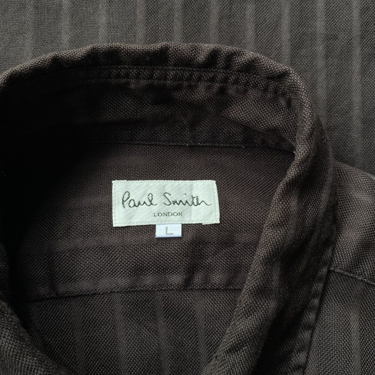 Paul Smith Paul Smith Dark Brown Half-Placket Pinstripe Shirt Size L / US 10 / IT 46 - 14 Thumbnail