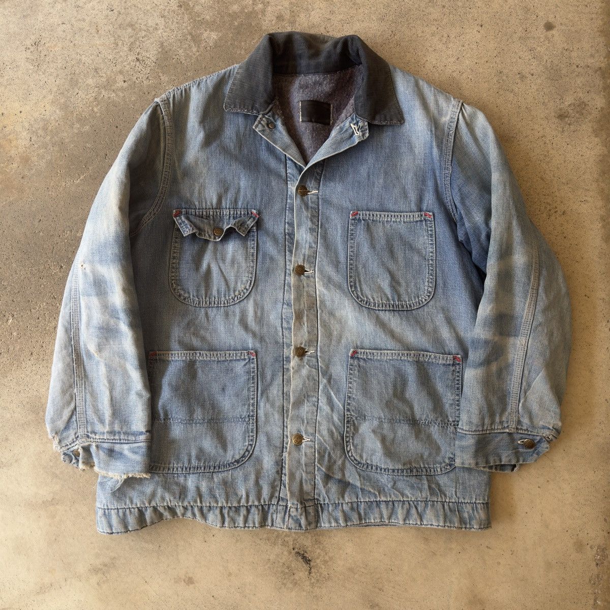 Vintage Sears Thrashed Faded Distressed Chore Coat ERD Grunge RRL Size US L / EU 52-54 / 3 - 1 Thumbnail