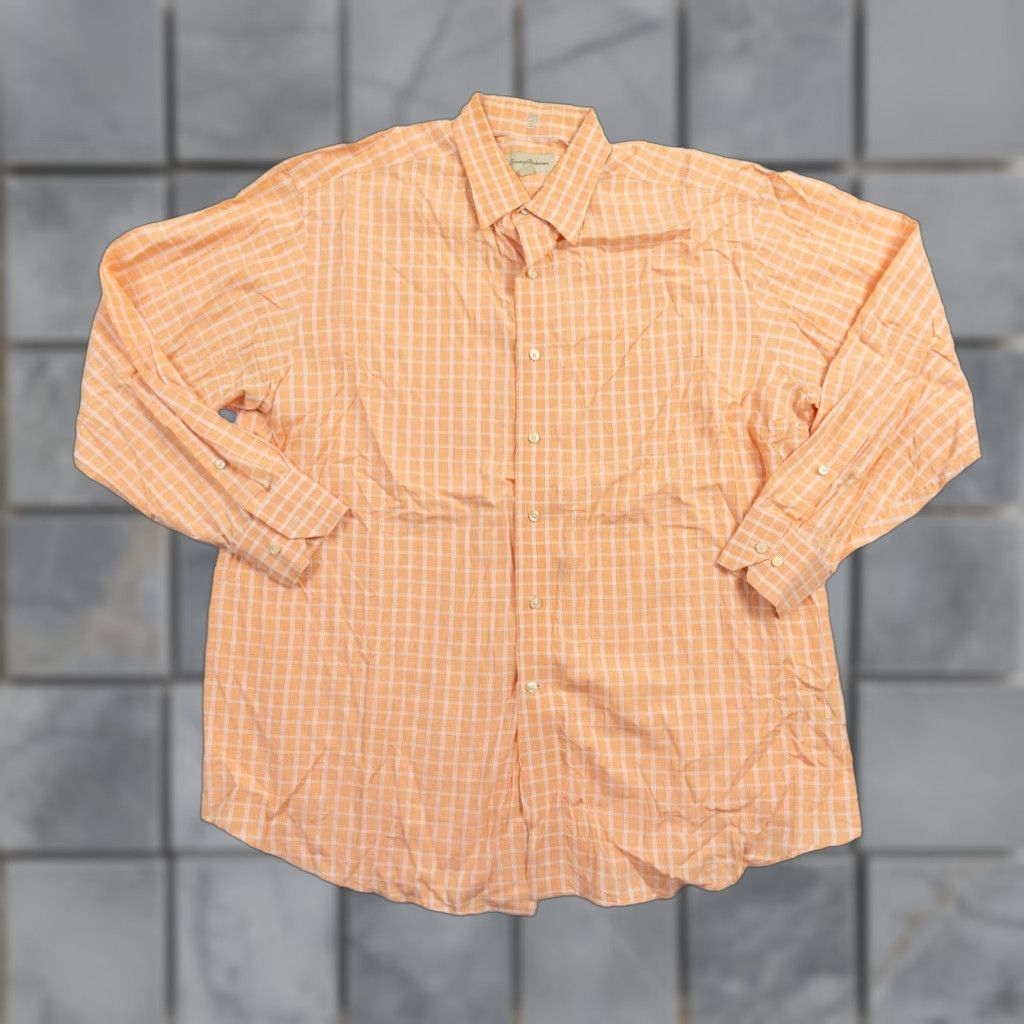 Tommy Bahama Tommy Bahama Button-Up Shirt Mens 16.5 Orange Check Long Sleeve Collared Casual Size US L / EU 52-54 / 3 - 1 Thumbnail