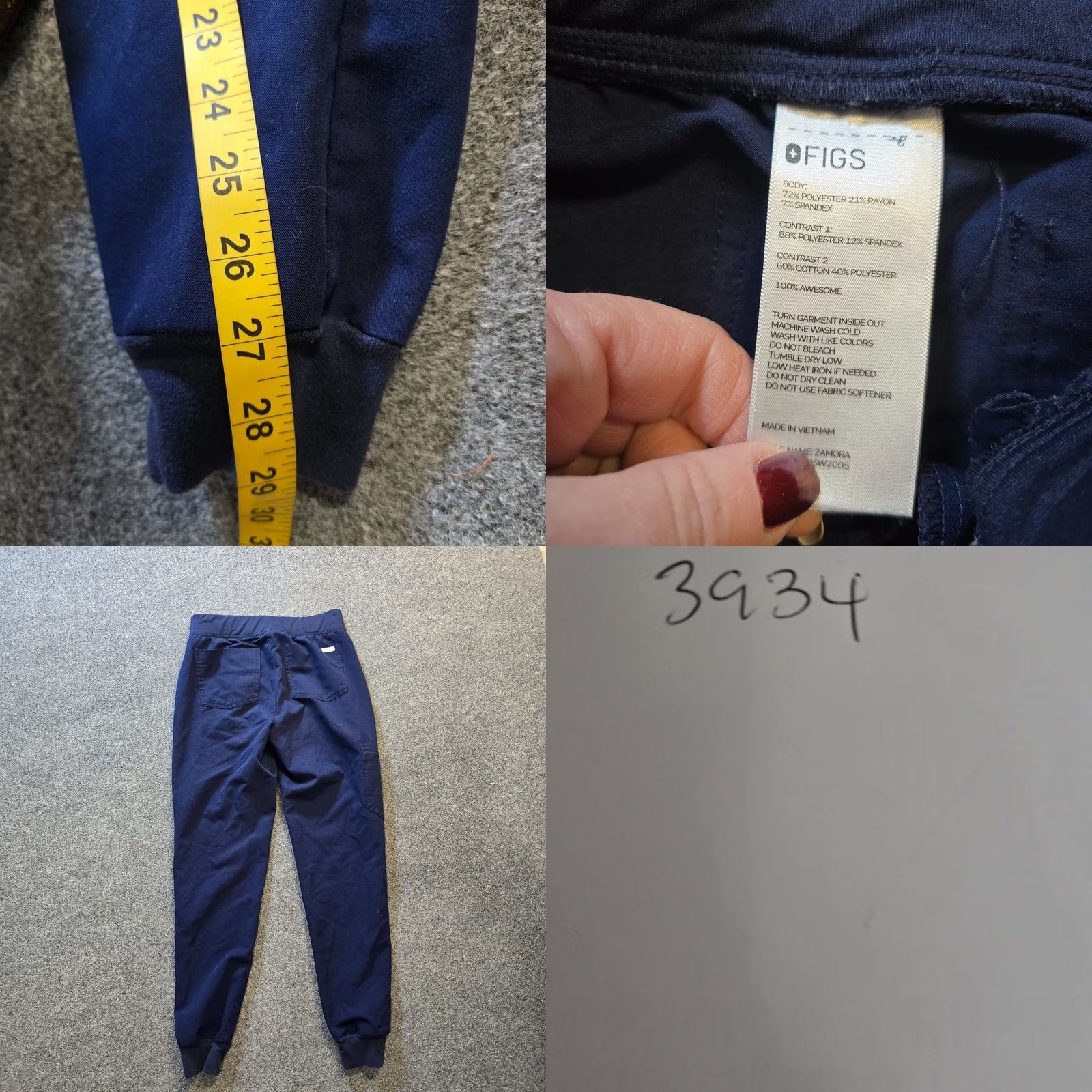 Vintage FIGS Pants Womens XS Blue Zamora Joggers High Waisted Medical Nursing Shirt Size 26" / US 2 / IT 38 - 8 Thumbnail