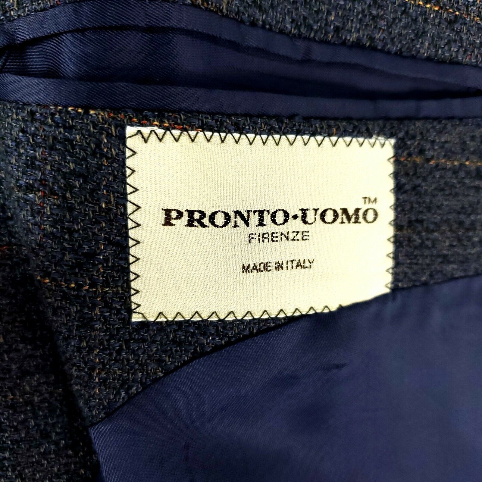 Pronto Uomo Pronto Uomo Wool 3 Button Blazer 42R Gray Blue W/ Brown Wind Size 42R - 8 Thumbnail
