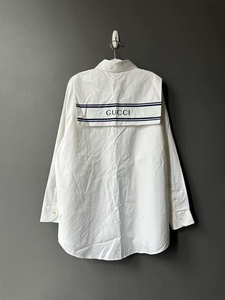 Gucci gucci white navy collar long sleeve shirt Size US S / EU 44-46 / 1 - 1 Thumbnail