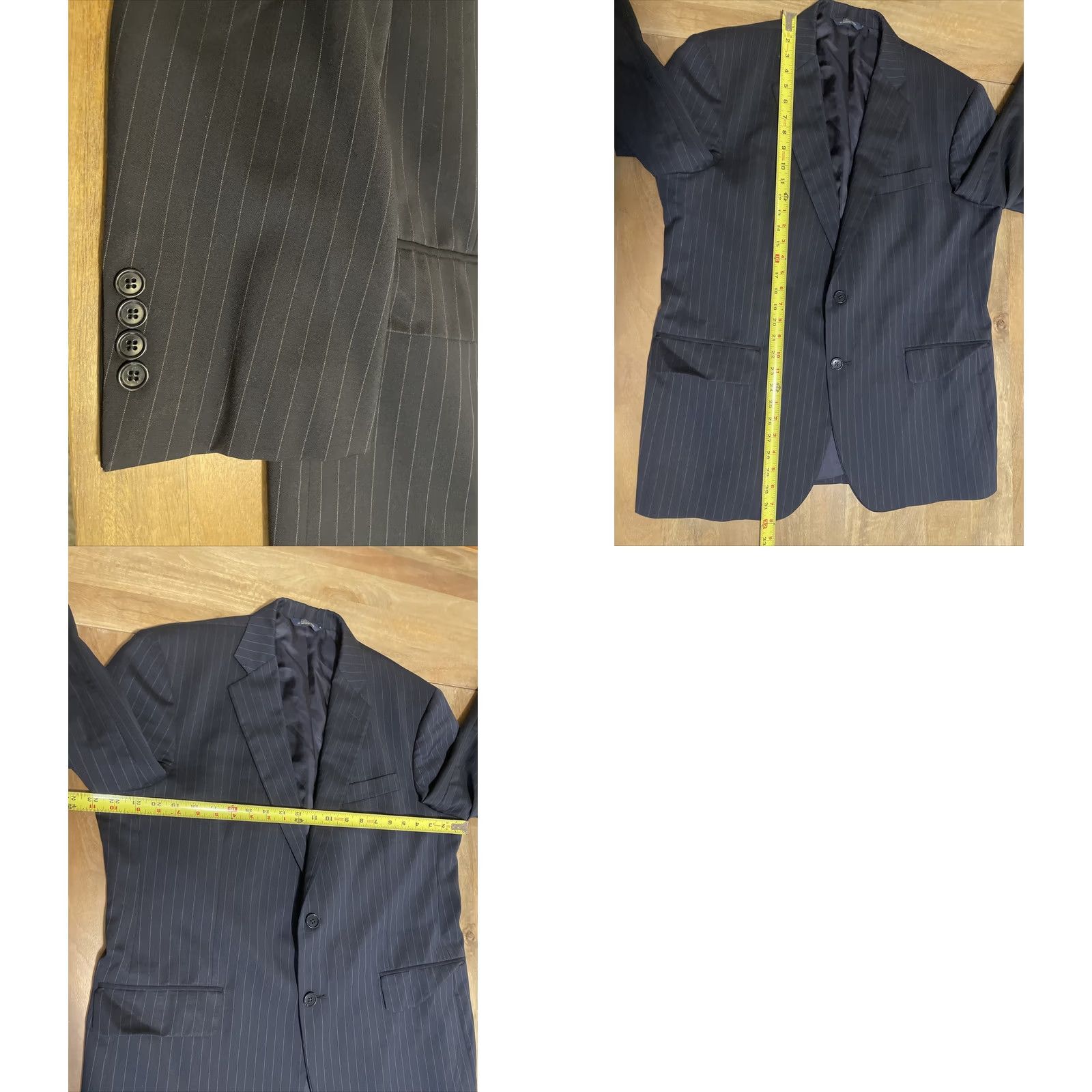 Brooks Brothers VINTAGE Brooks Brothers Blazer Mens 43S Navy Blue Pinstripe Trabaldo Togna Wool Classic USA Size 46R - 8 Thumbnail