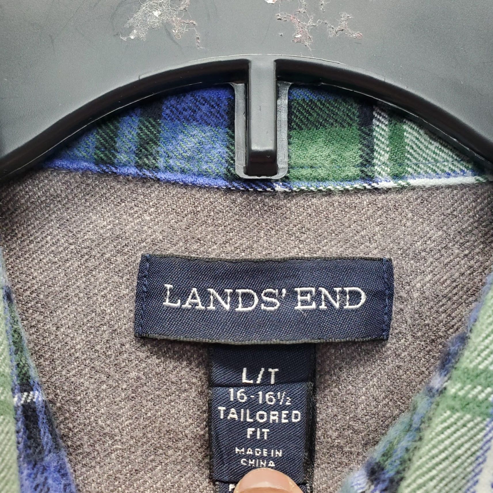 Lands' End Lands' End Mens Dress Shirt Multicolor Plaid Flannel Button Down Large Size L Size 42R - 5 Thumbnail