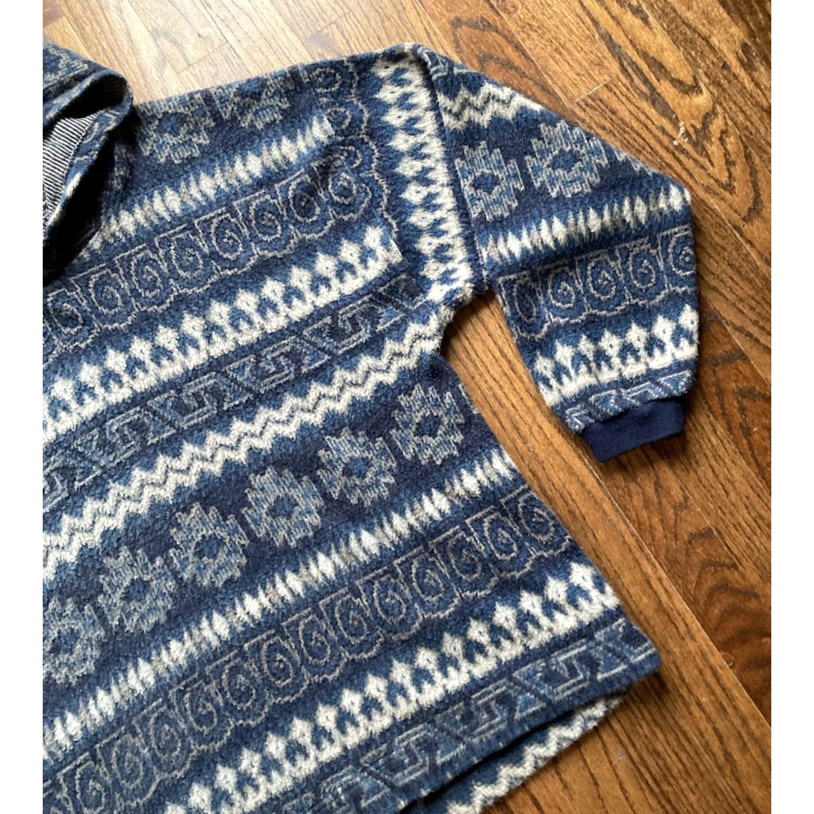 Vintage VINTAGE Impact Hoodie Size Large Aztec Blue Geometric 90s Fleece Size US L / EU 52-54 / 3 - 3 Thumbnail