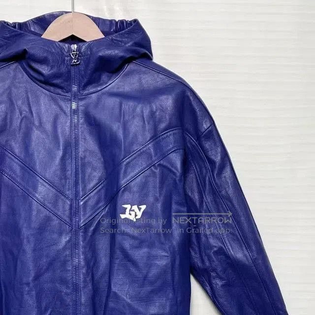 Louis Vuitton LV Blue Hooded Leather Jacket. Size US S / EU 44-46 / 1 - 3 Thumbnail