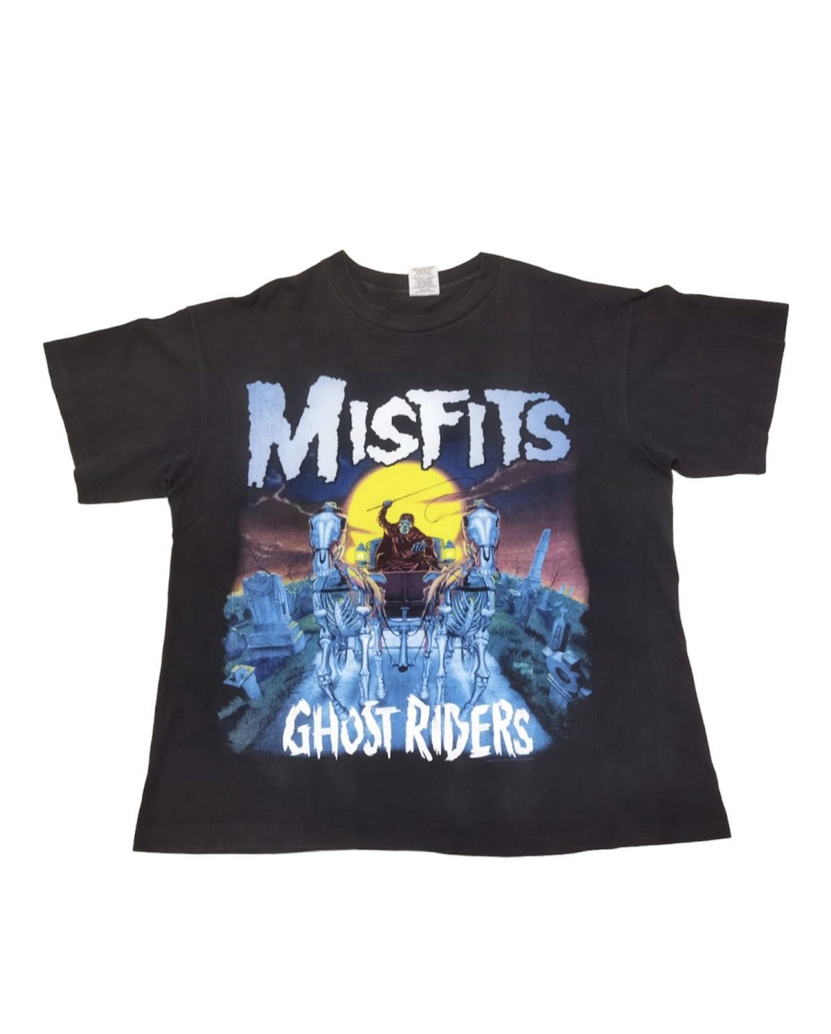 Band Tees × Misfits × Vintage Vintage 90s Misfits Ghost Riders Double Sided Tee Size US XL / EU 56 / 4 - 1 Thumbnail