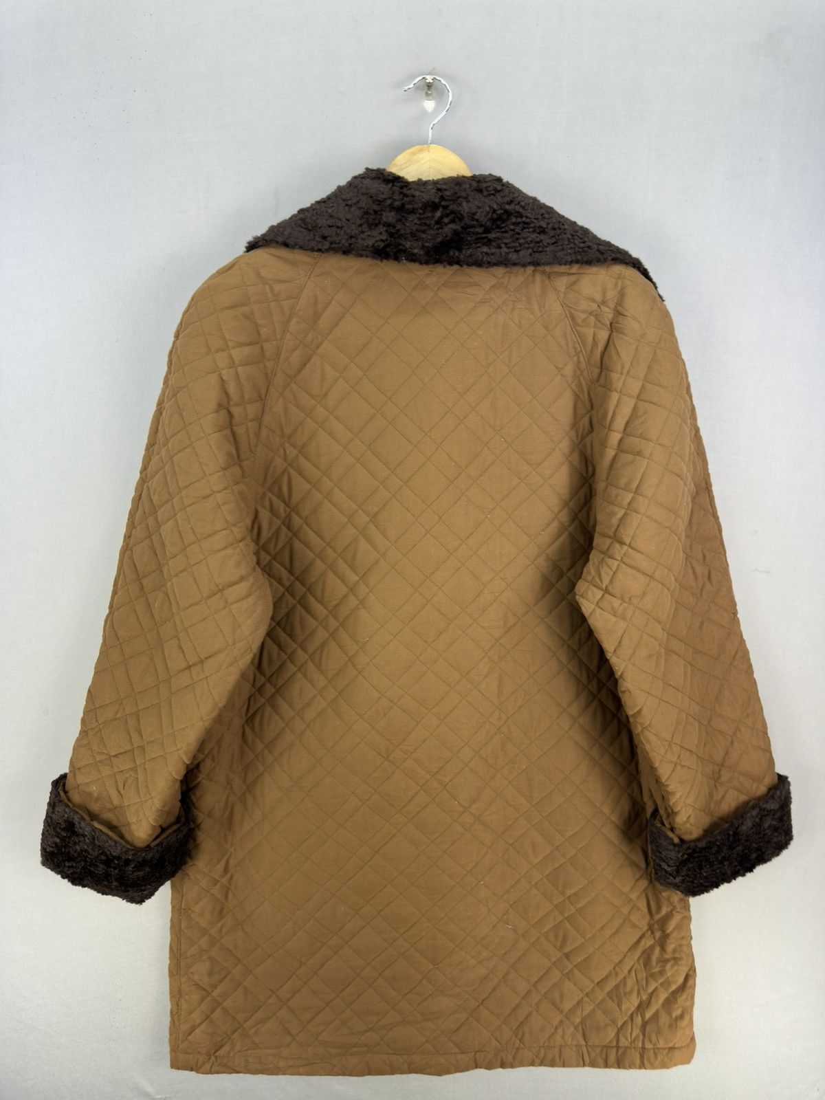 Japanese Brand Per Amore Faux Fur Quilted Long Coat Jacket Size XL / US 12-14 / IT 48-50 - 4 Thumbnail