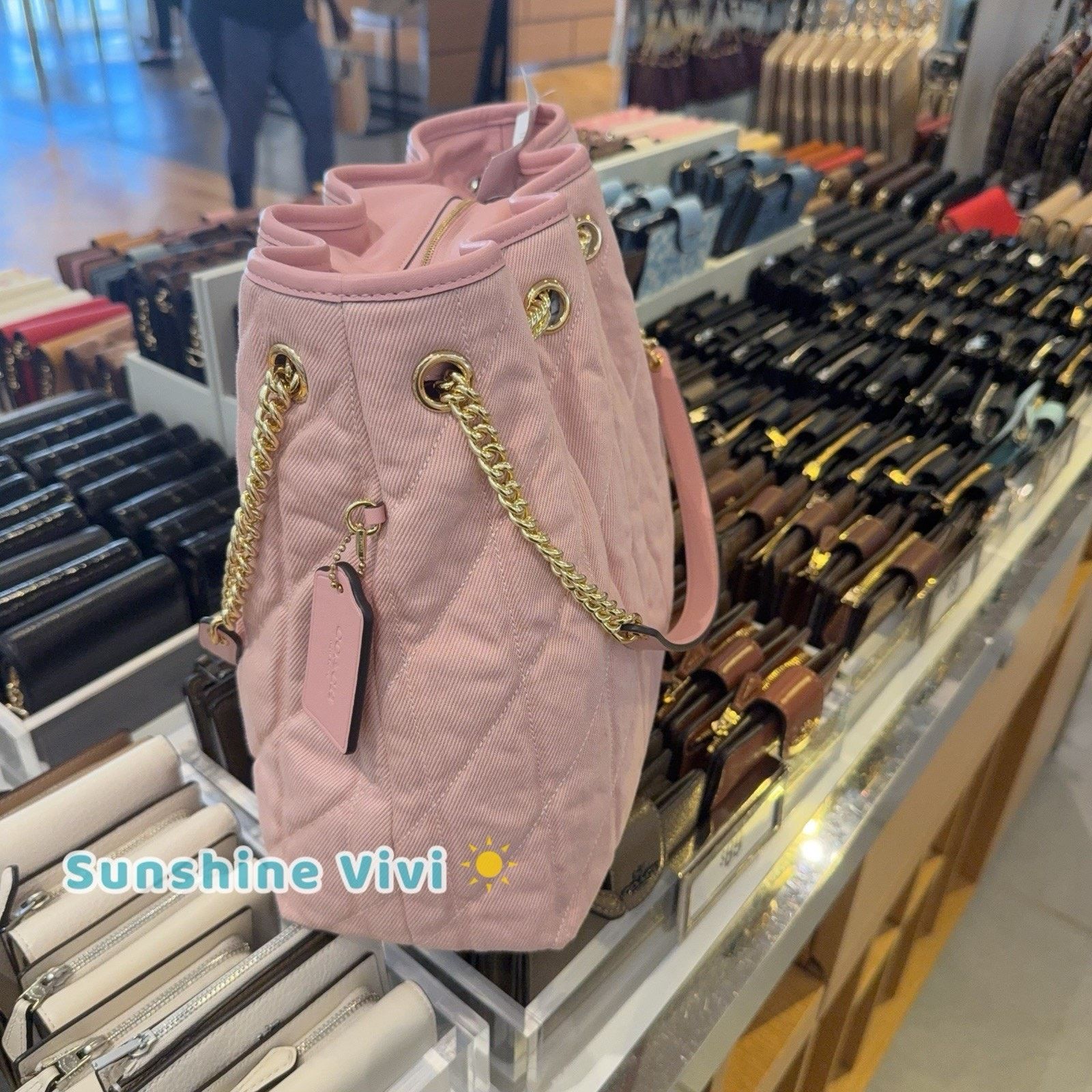 Coach NWT Coach Evelyn Shoulder Bag Loved denim CER79 Light Pink Size ONE SIZE - 6 Thumbnail