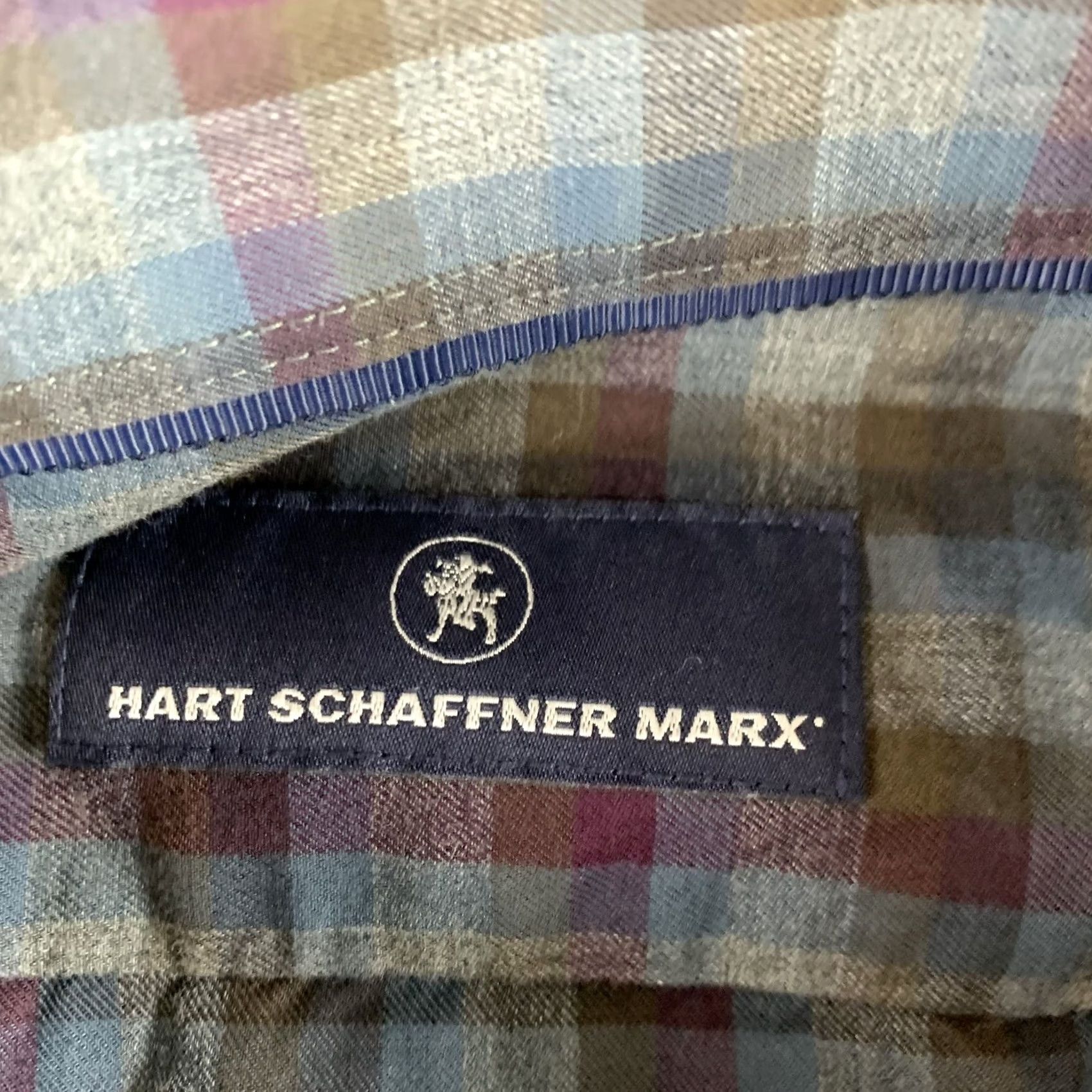 Hart Schaffner Marx Hart Schaffner Marx Shirt Mens Medium Gray Blue Purple Plaid Long Sleeve Cotton Size US M / EU 48-50 / 2 - 3 Thumbnail