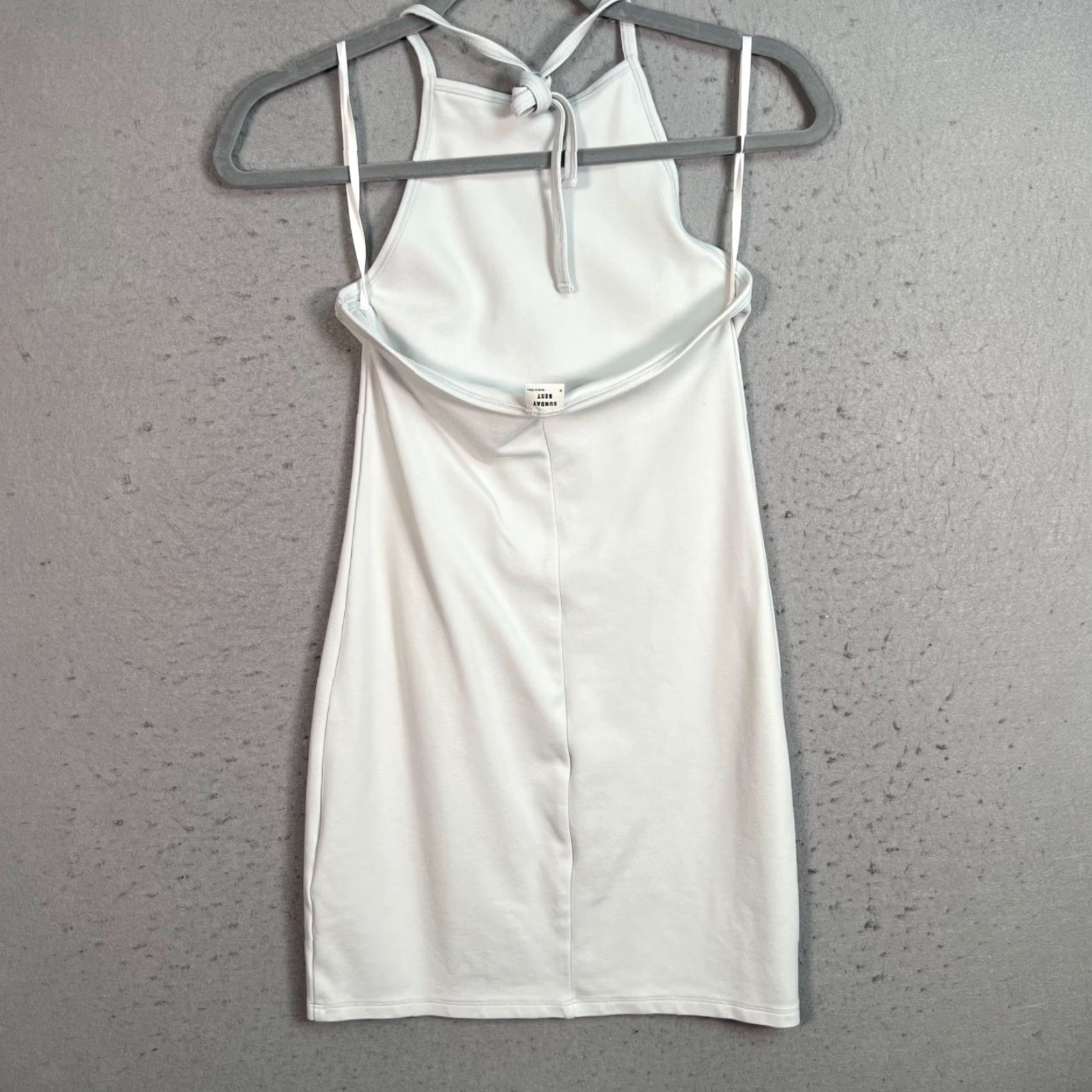 Vintage VINTAGE Sunday Best Womens Halter Mini Dress Small White A-Line Nylon Elastane Blend Size S / US 4 / IT 40 - 2 Thumbnail
