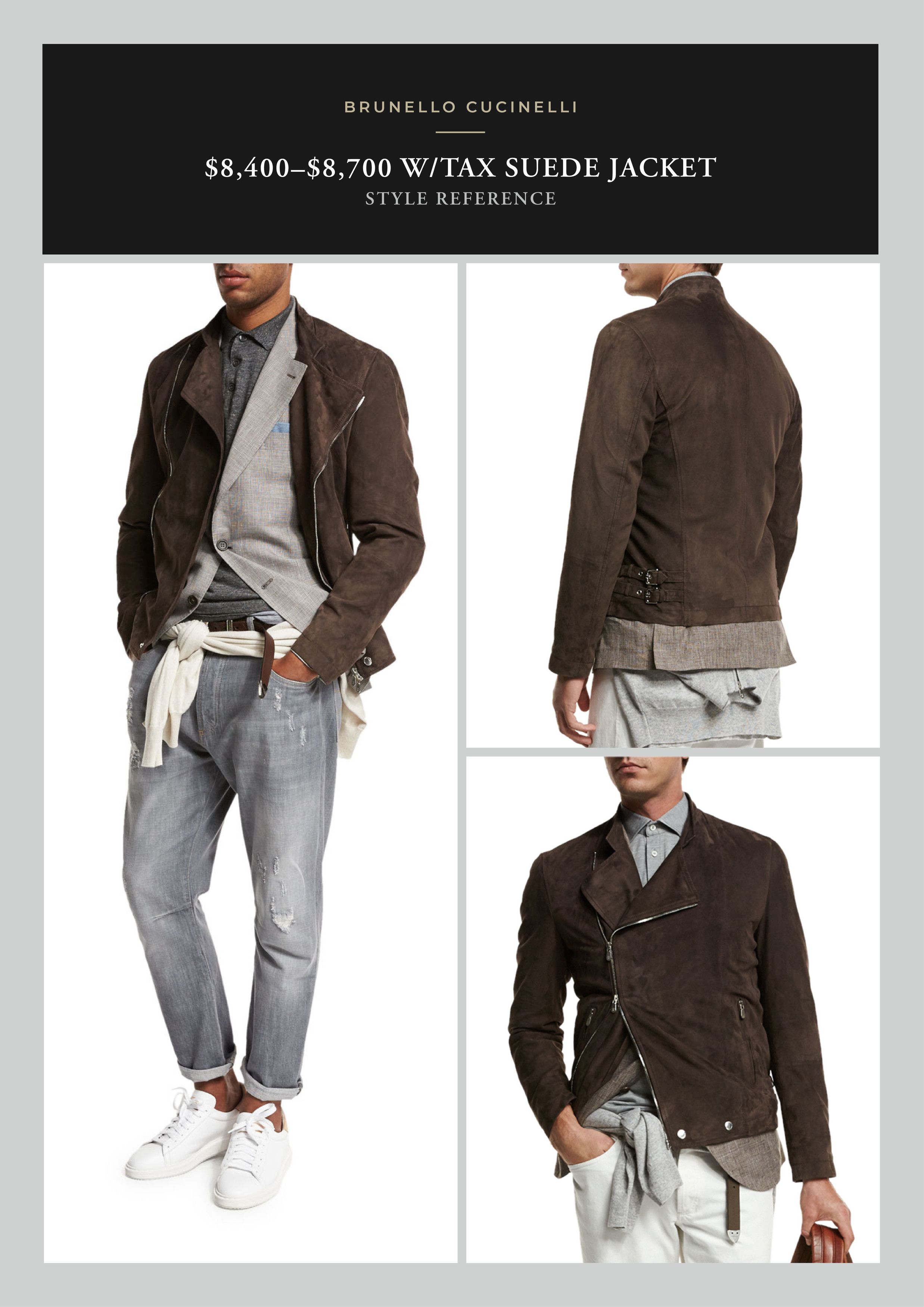 Brunello Cucinelli Effortless Cool $8,400 CUCINELLI Suede Leather Biker Jacket Size US XL / EU 56 / 4 - 5 Thumbnail